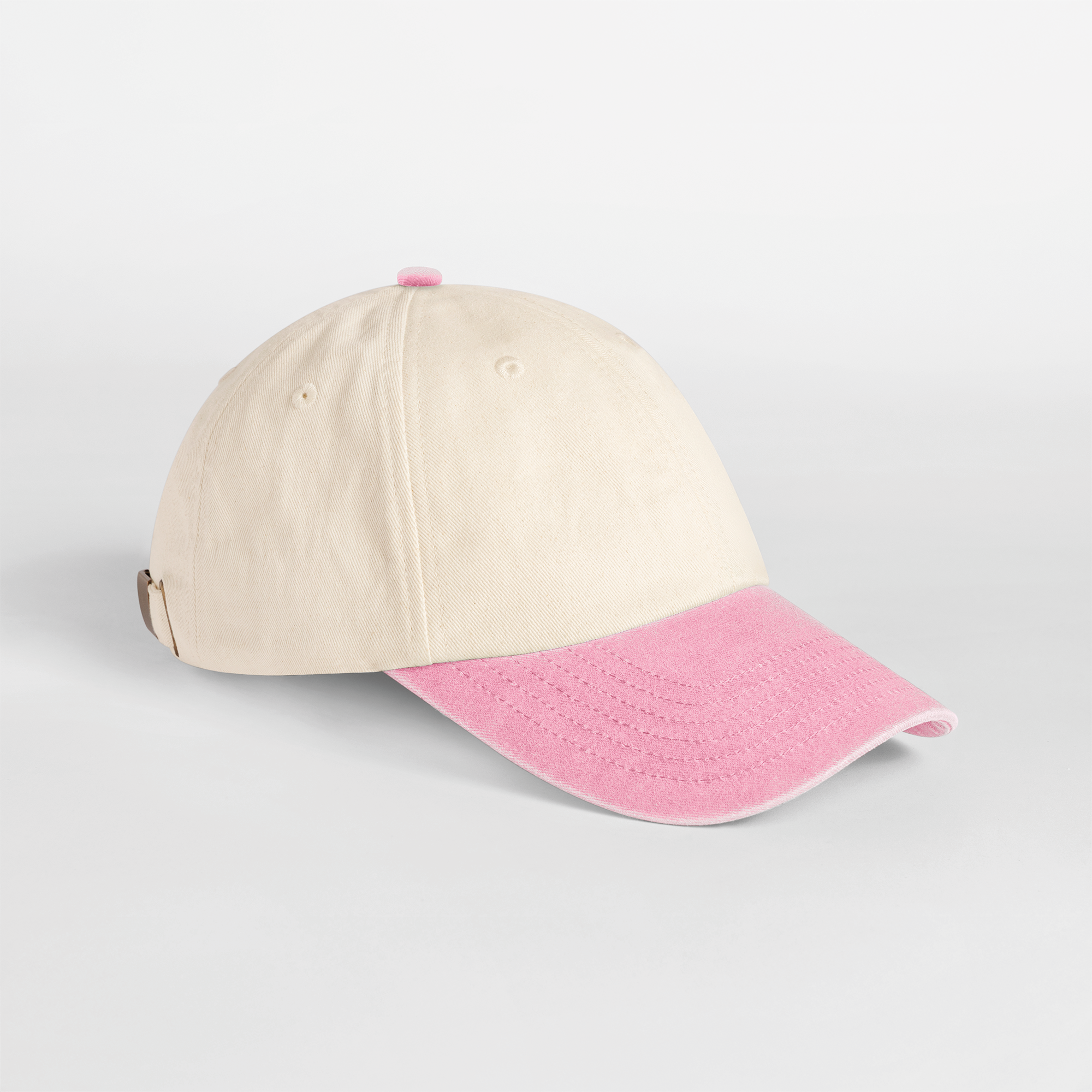 Boné vintage compacto com pala em contraste - Natural / Vintage Dusty Pink