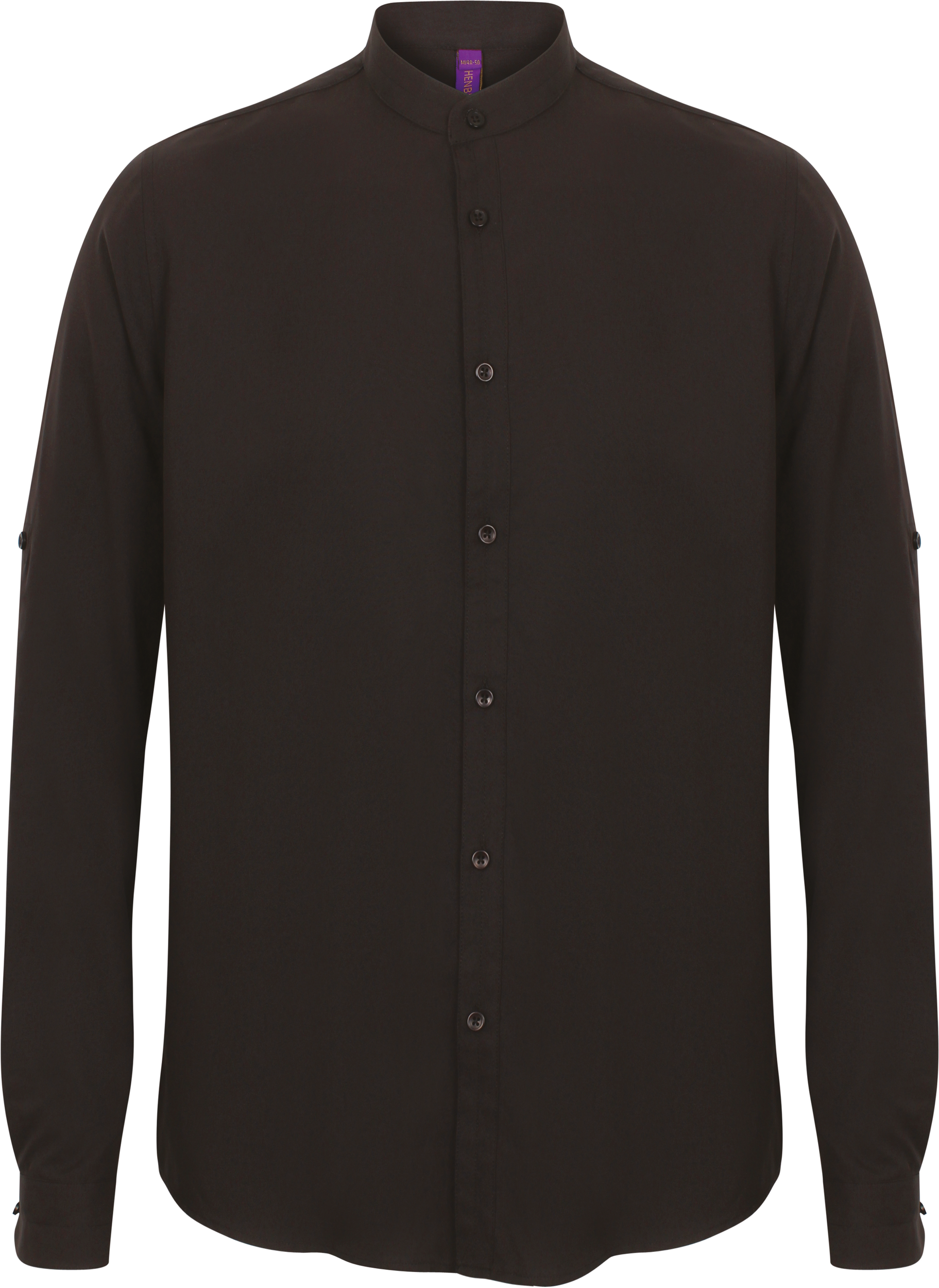 Camisa de homem com gola à padre - Black
