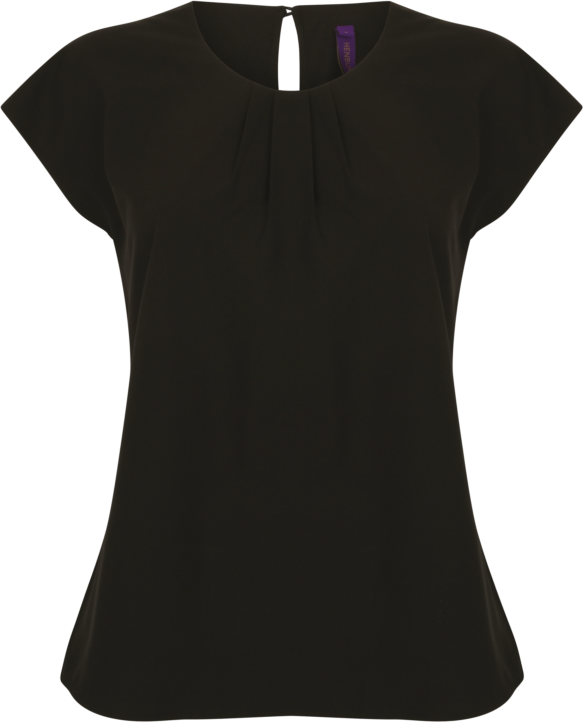 Blusa de senhora com colarinho plissado — Preto Frente
