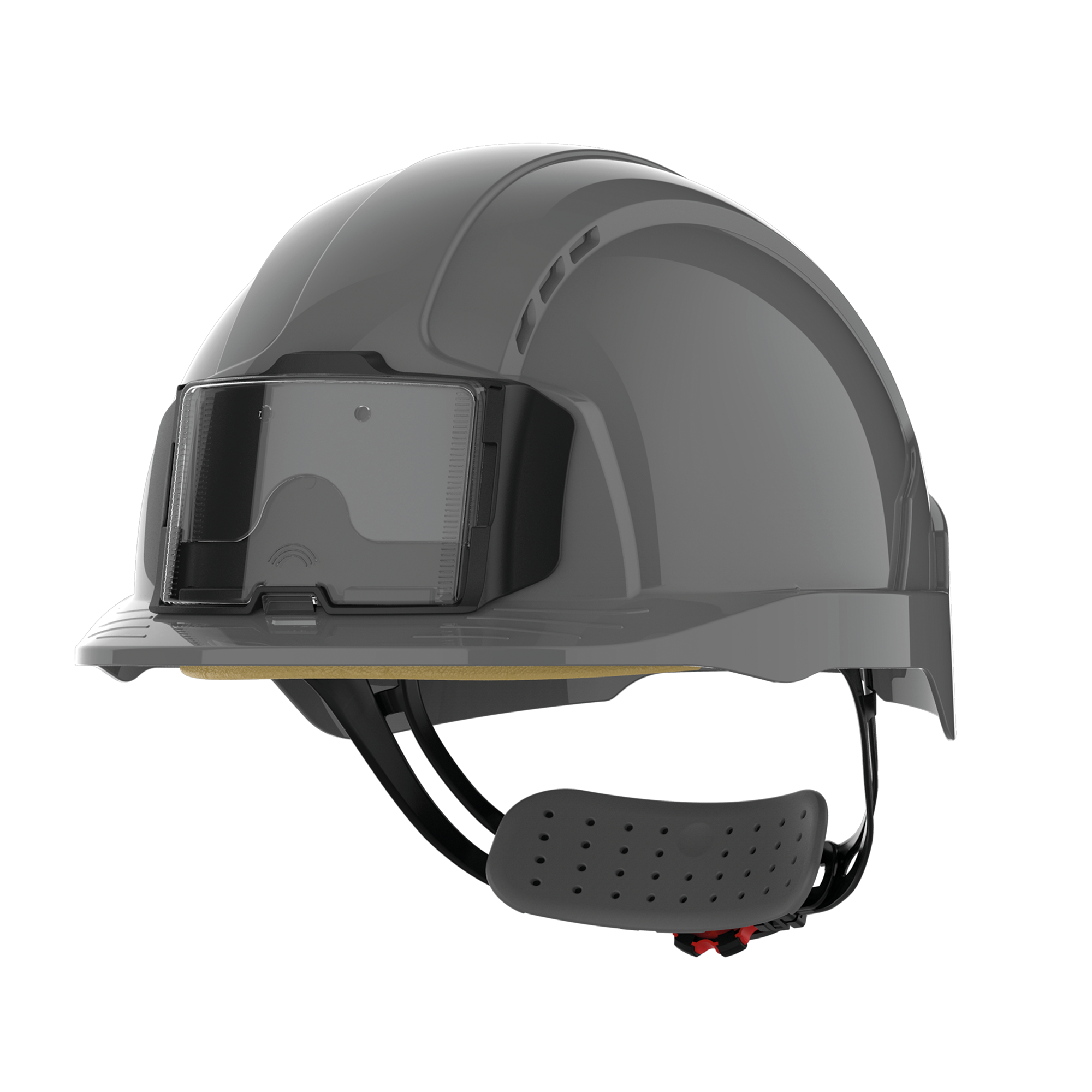 Capacete de segurança EVOLite® com porta-crachá, ventilado, fecho de cremalheira - Grey