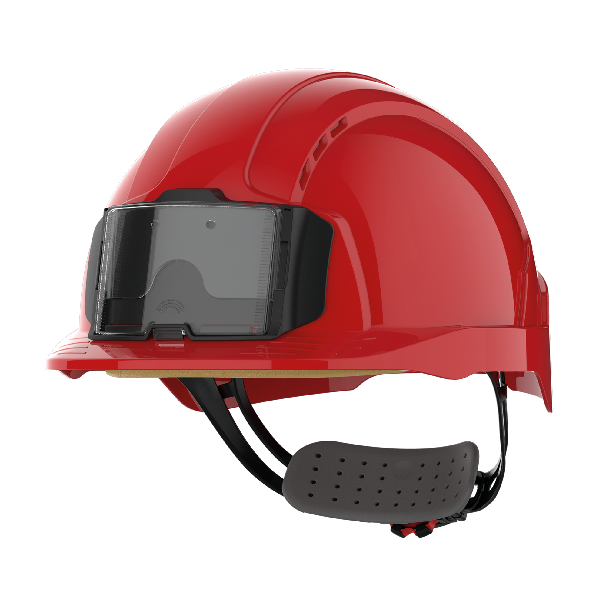 Capacete de segurança EVOLite® com porta-crachá, ventilado, fecho de cremalheira - Red