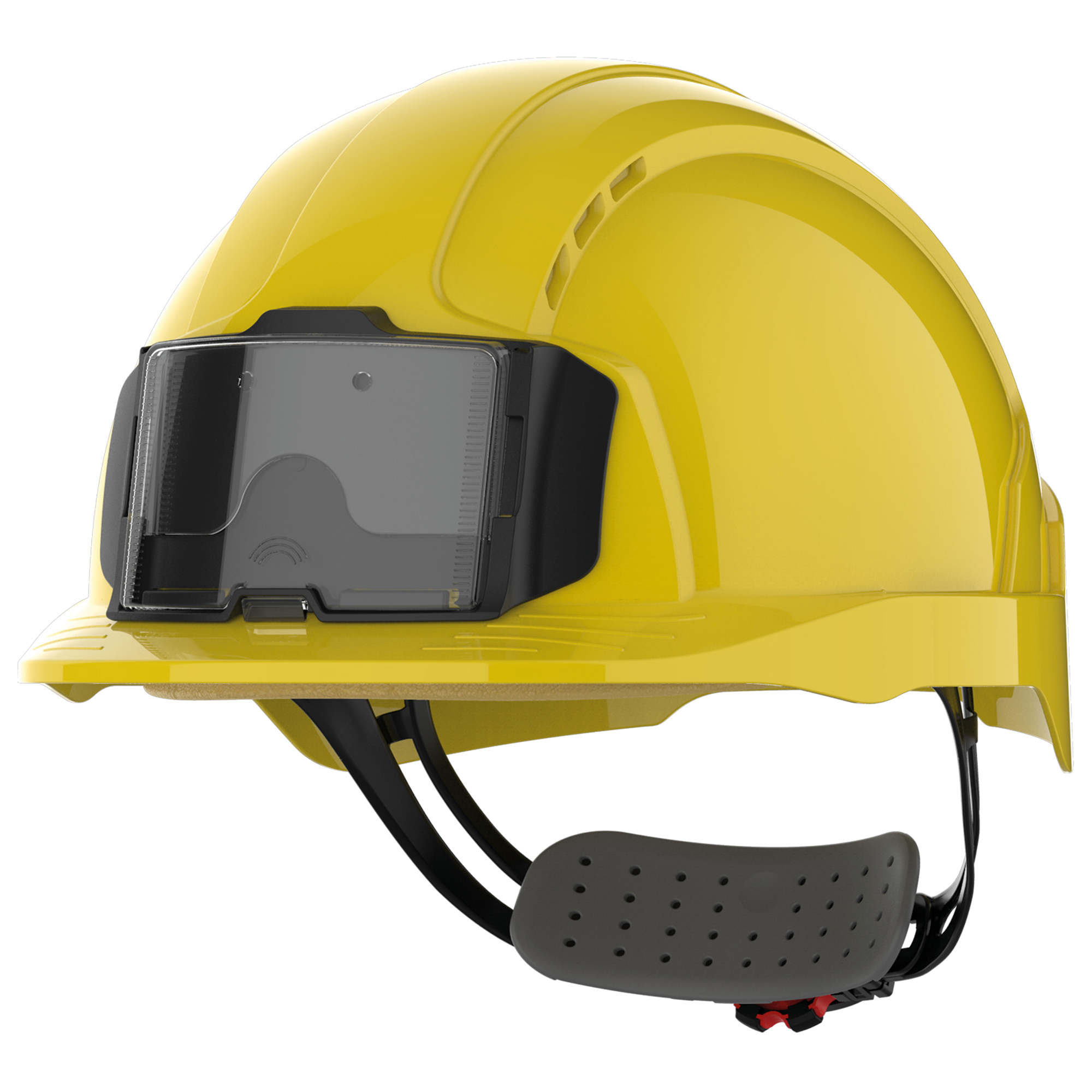 Capacete de segurança EVOLite® com porta-crachá, ventilado, fecho de cremalheira - Yellow