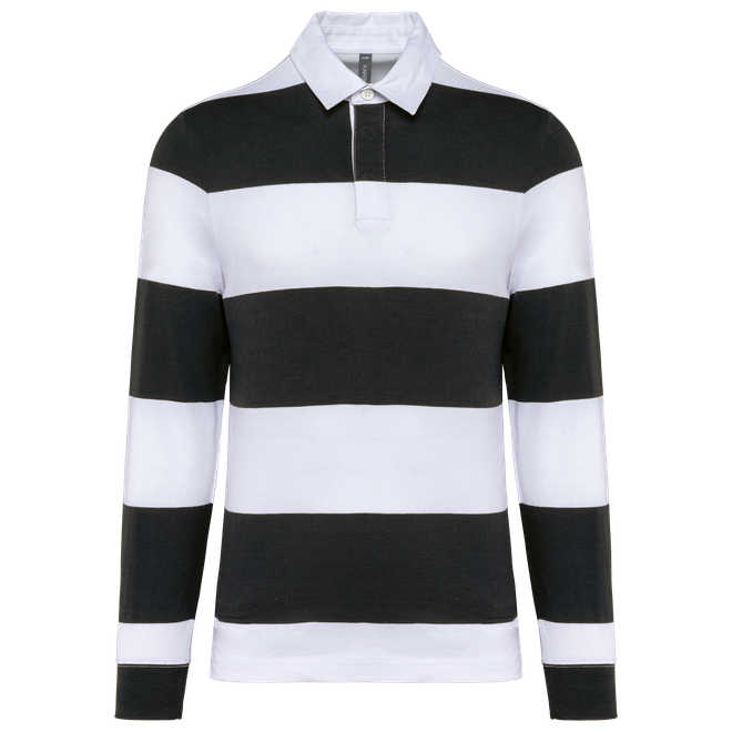 Unisex long-sleeved striped polo shirt