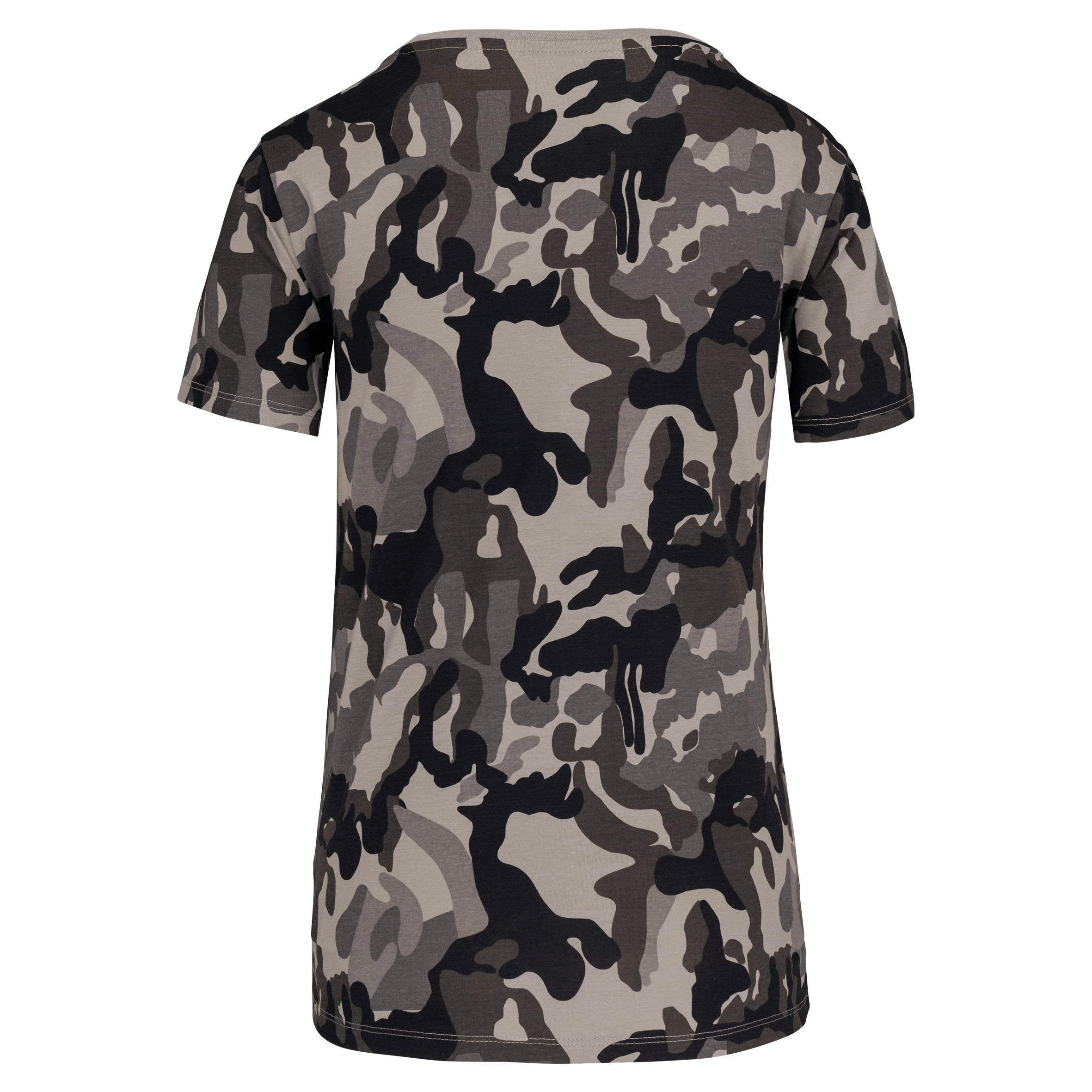 T-shirt de senhora camuflada manga curta - Grey Camouflage