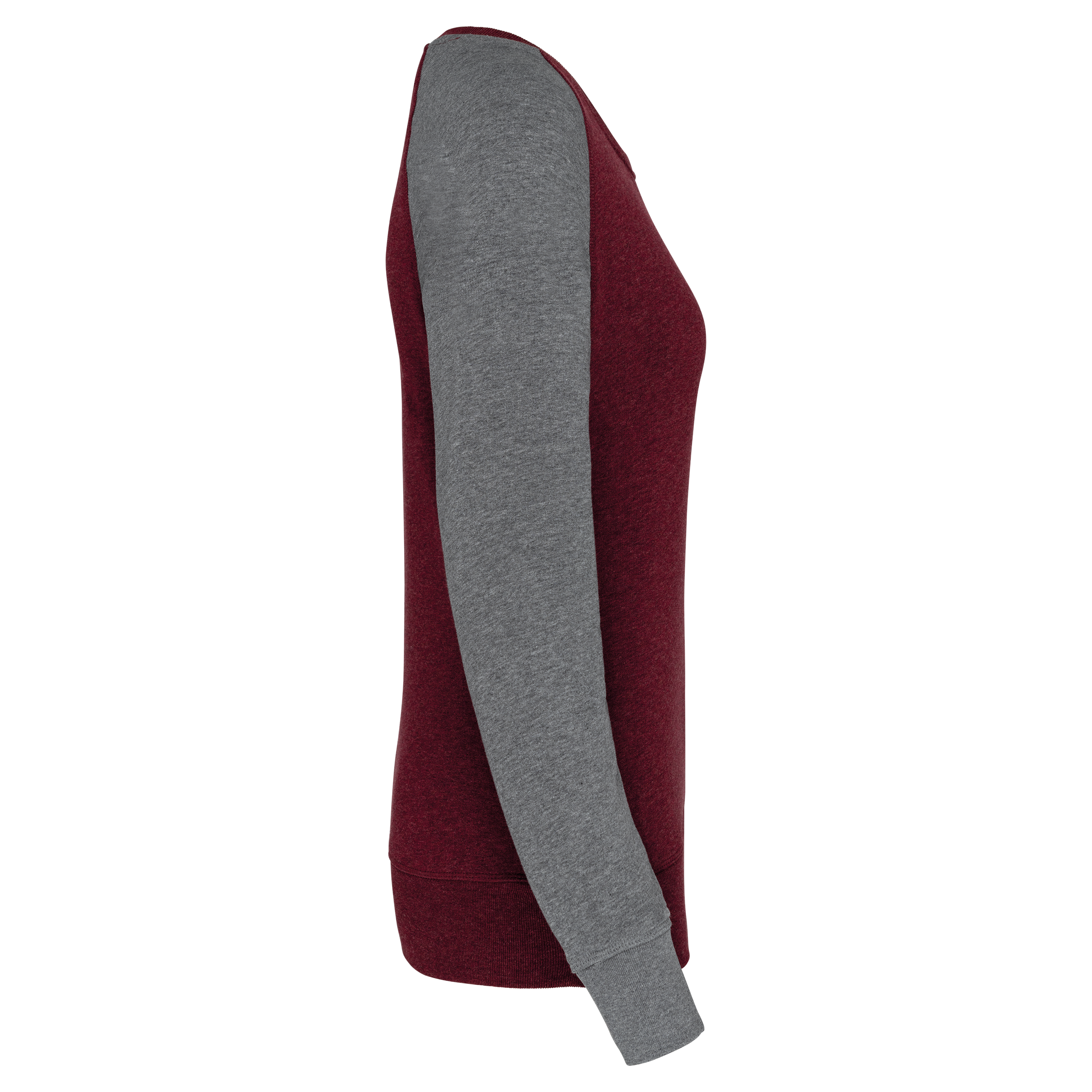Sweat-shirt French Terry Bio bicolore col rond manches raglan femme