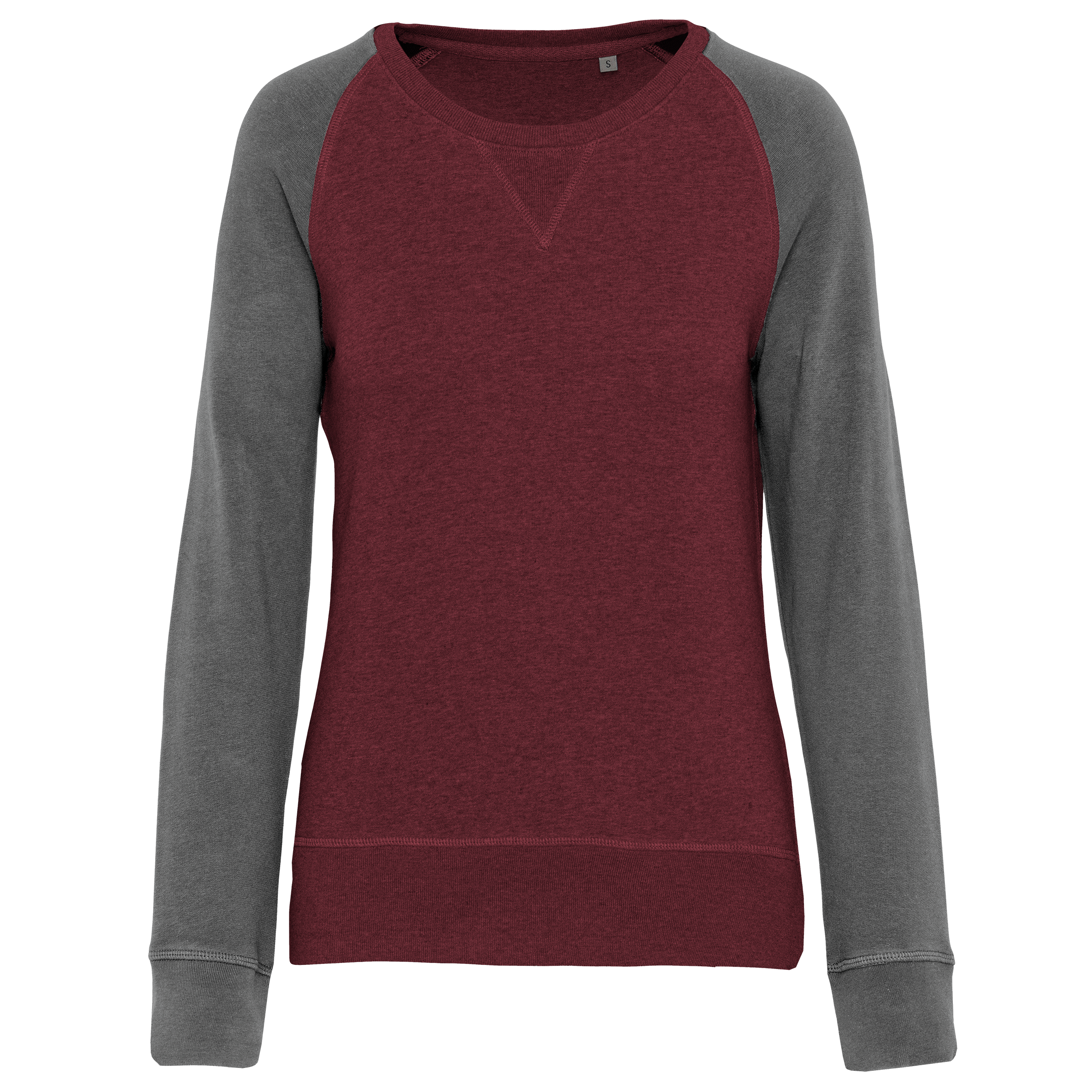 Sweat-shirt French Terry Bio bicolore col rond manches raglan femme