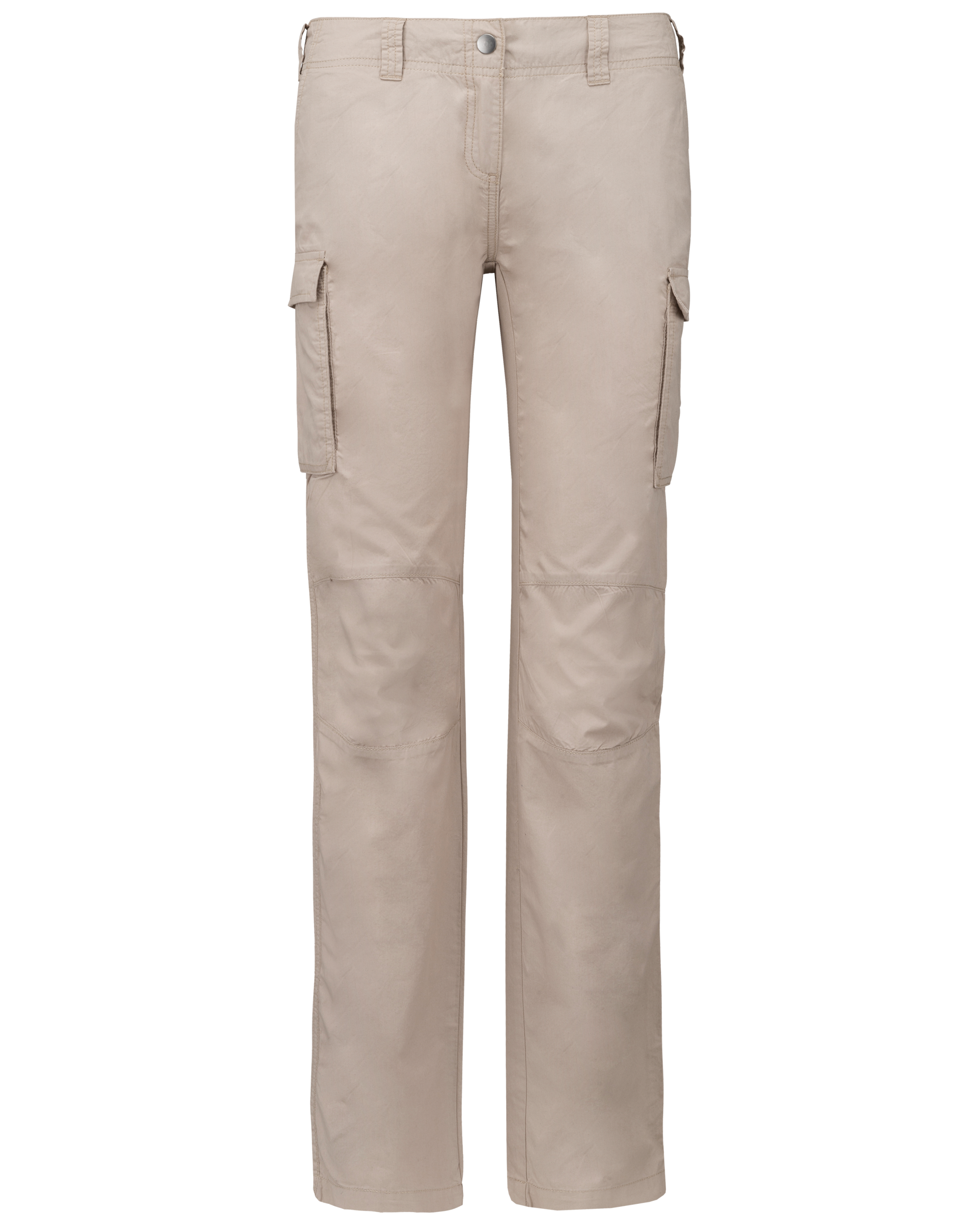 Calças leves multibolsos de senhora — Bege Frente