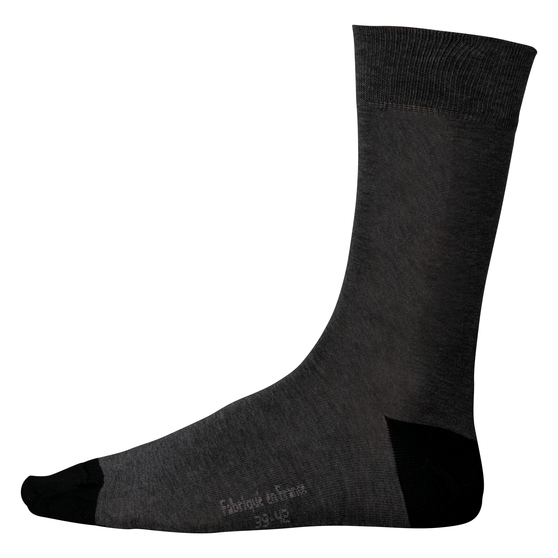 Meias de comprimento médio em algodão mercerizado - "Origine France garantie" - Dark Grey Heather / Black