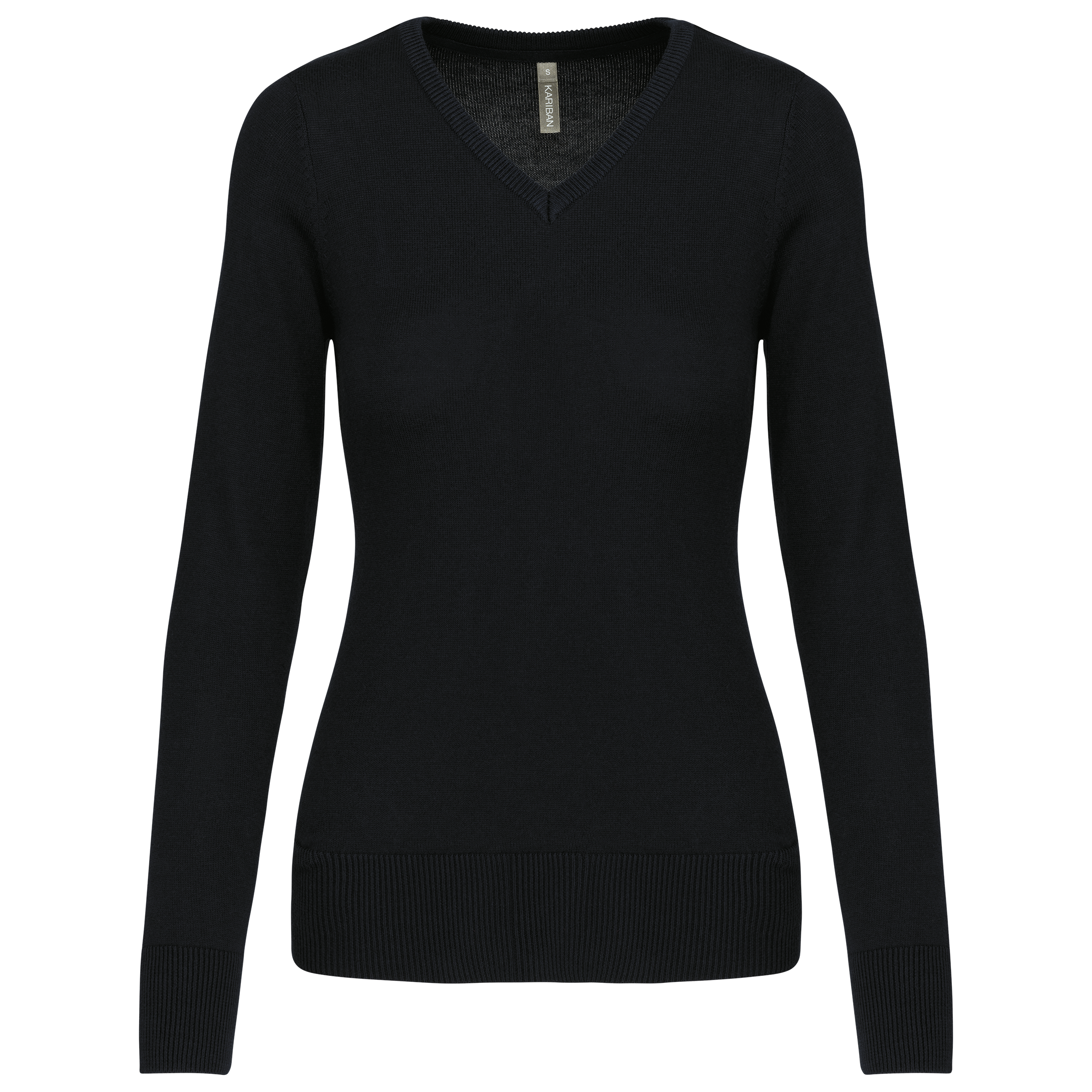 Pullover de senhora decote V — Preto Frente