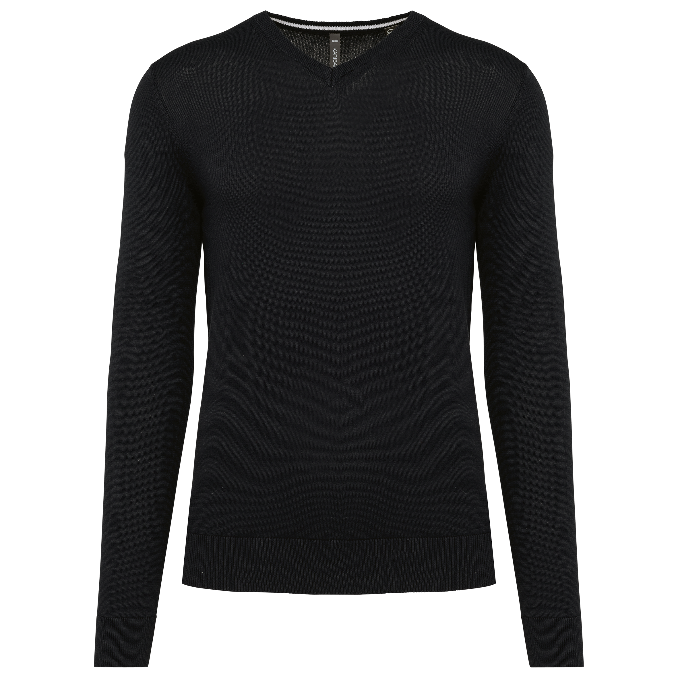 Camisola decote V eco-responsável de homem — Preto Frente