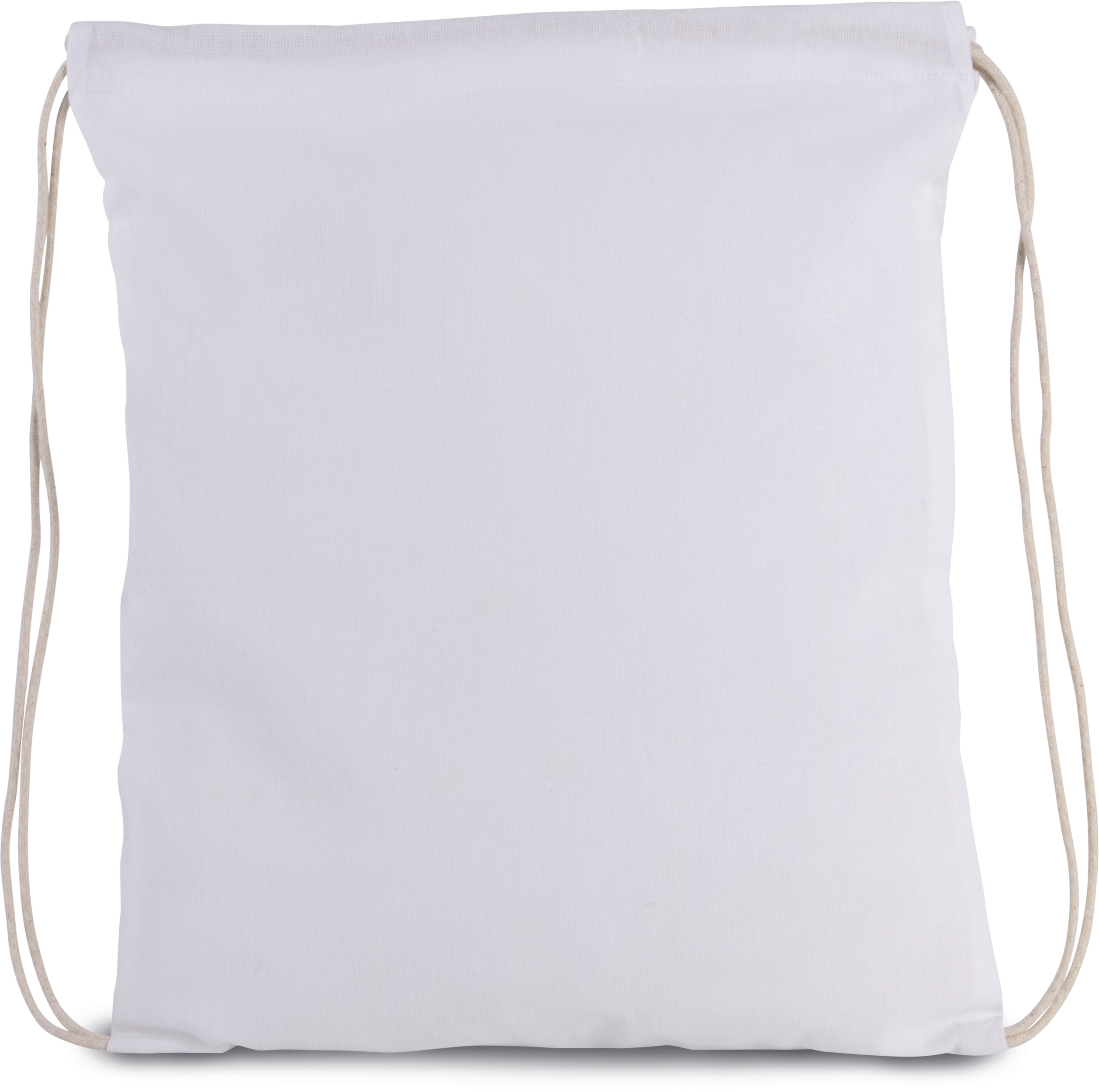 Mochila pequena em algodão biológico com cordões — Branco Frente