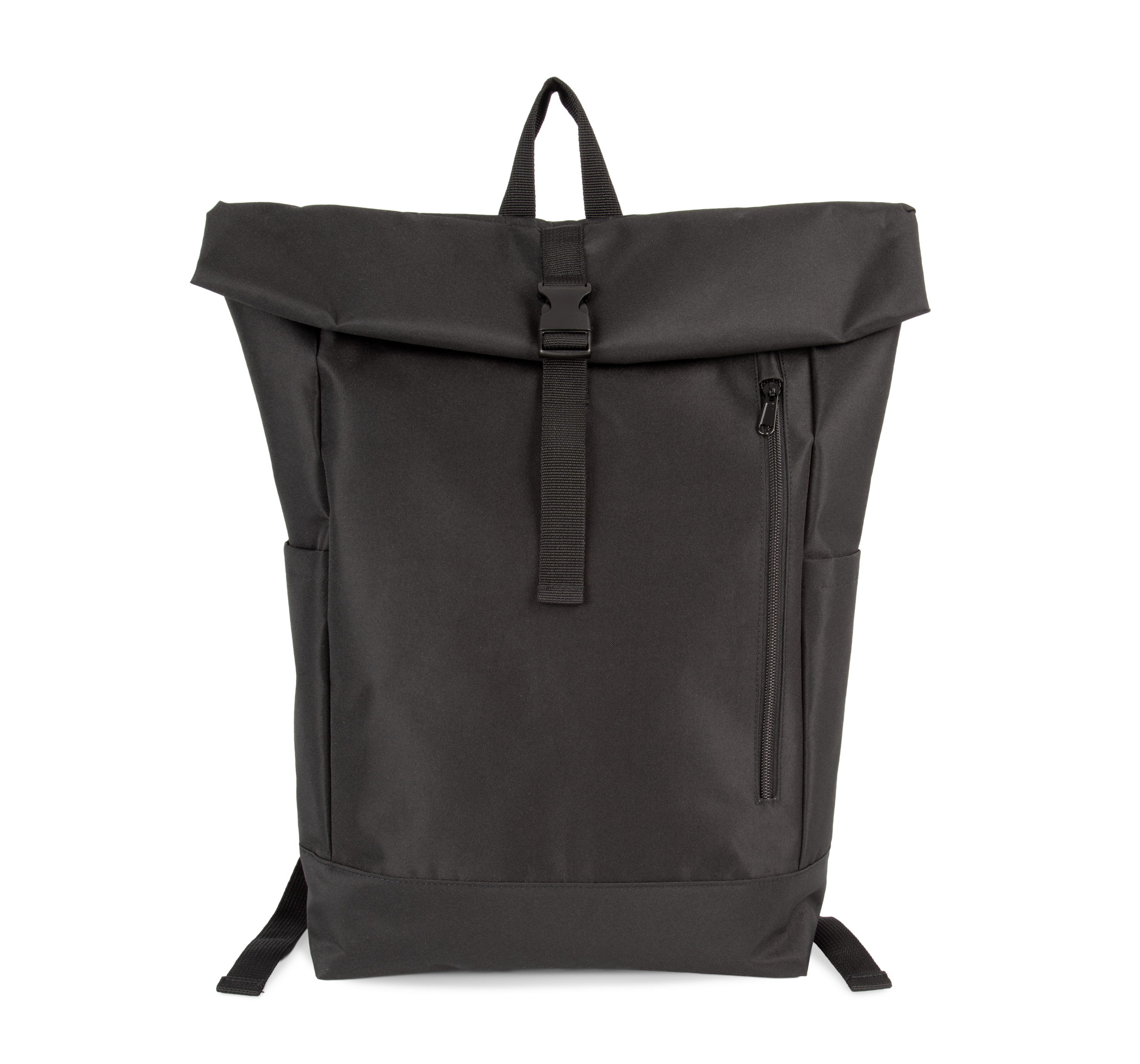 Mochila casual Roll-Top — Preto Frente