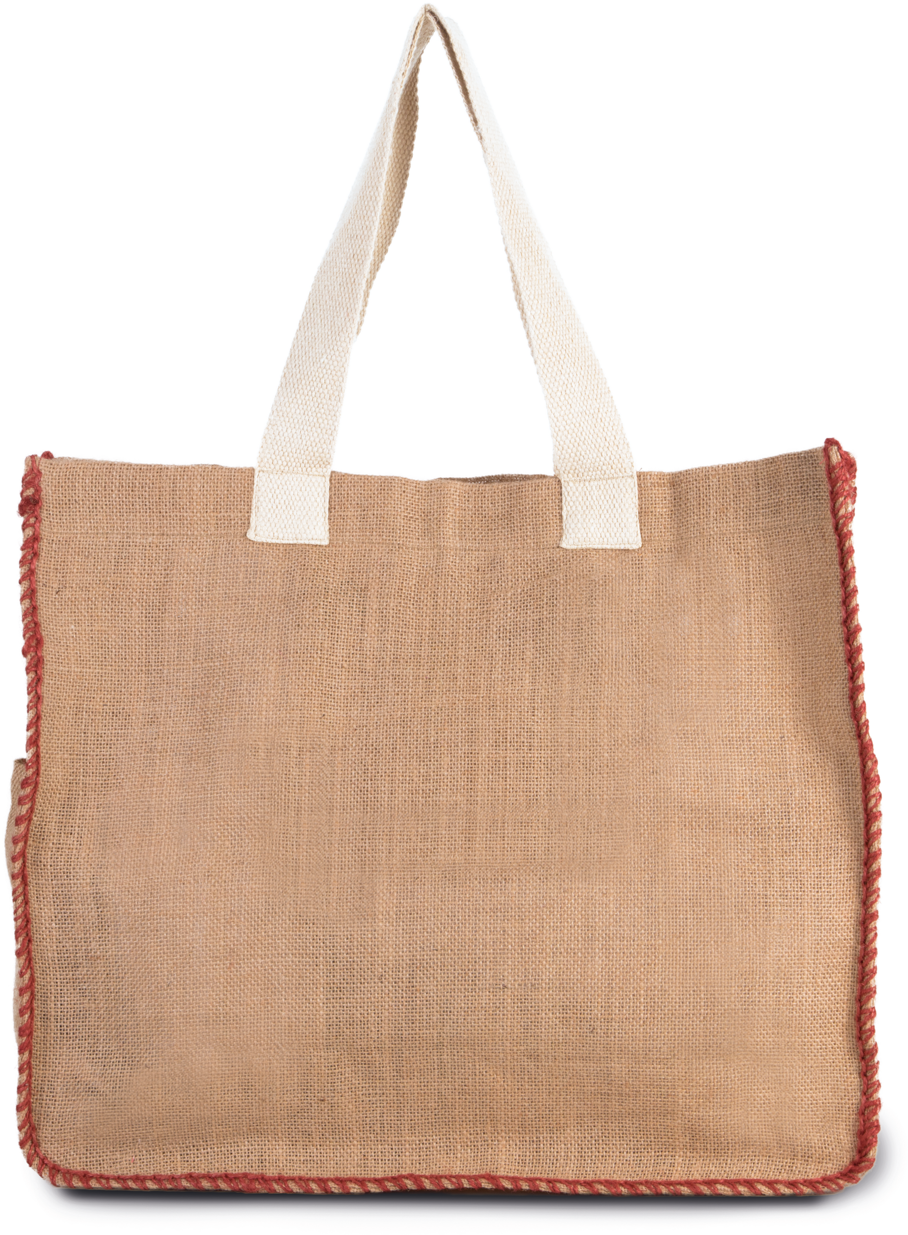 Saco em juta com costura em contraste - Natural / Arandano Red