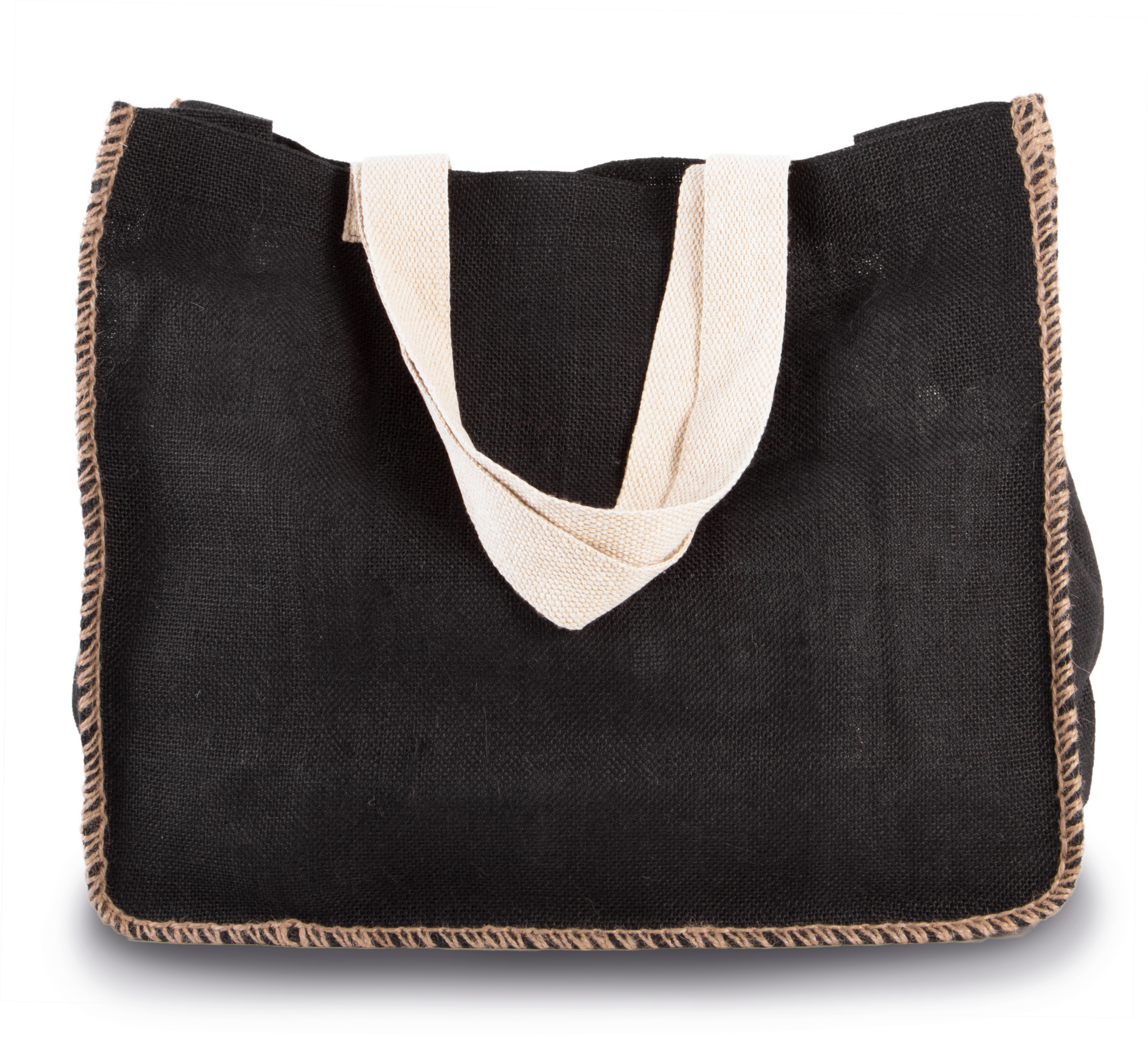 Saco em juta com costura em contraste - Black / Natural