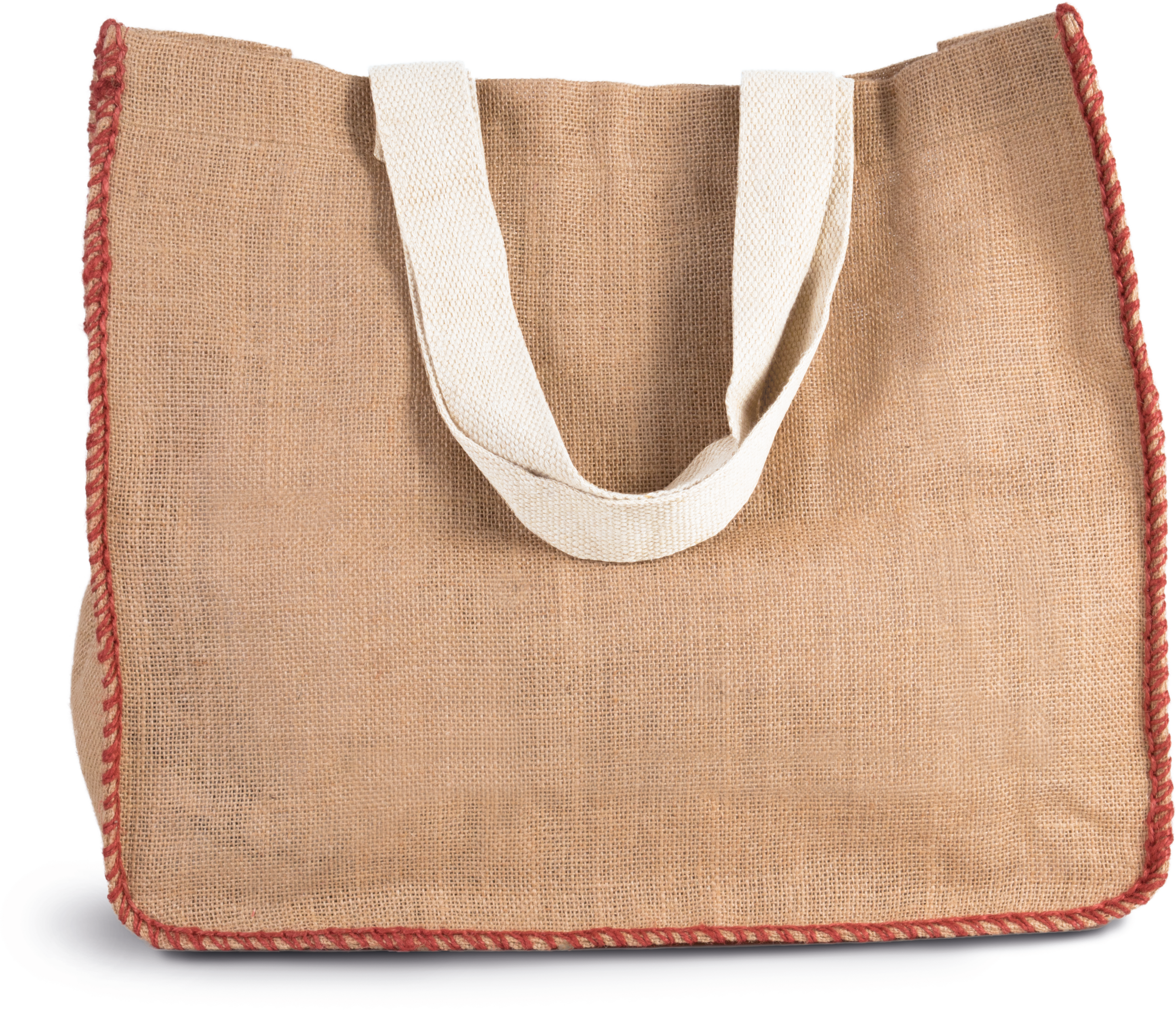 Borsa in juta con cucitura a contrasto
