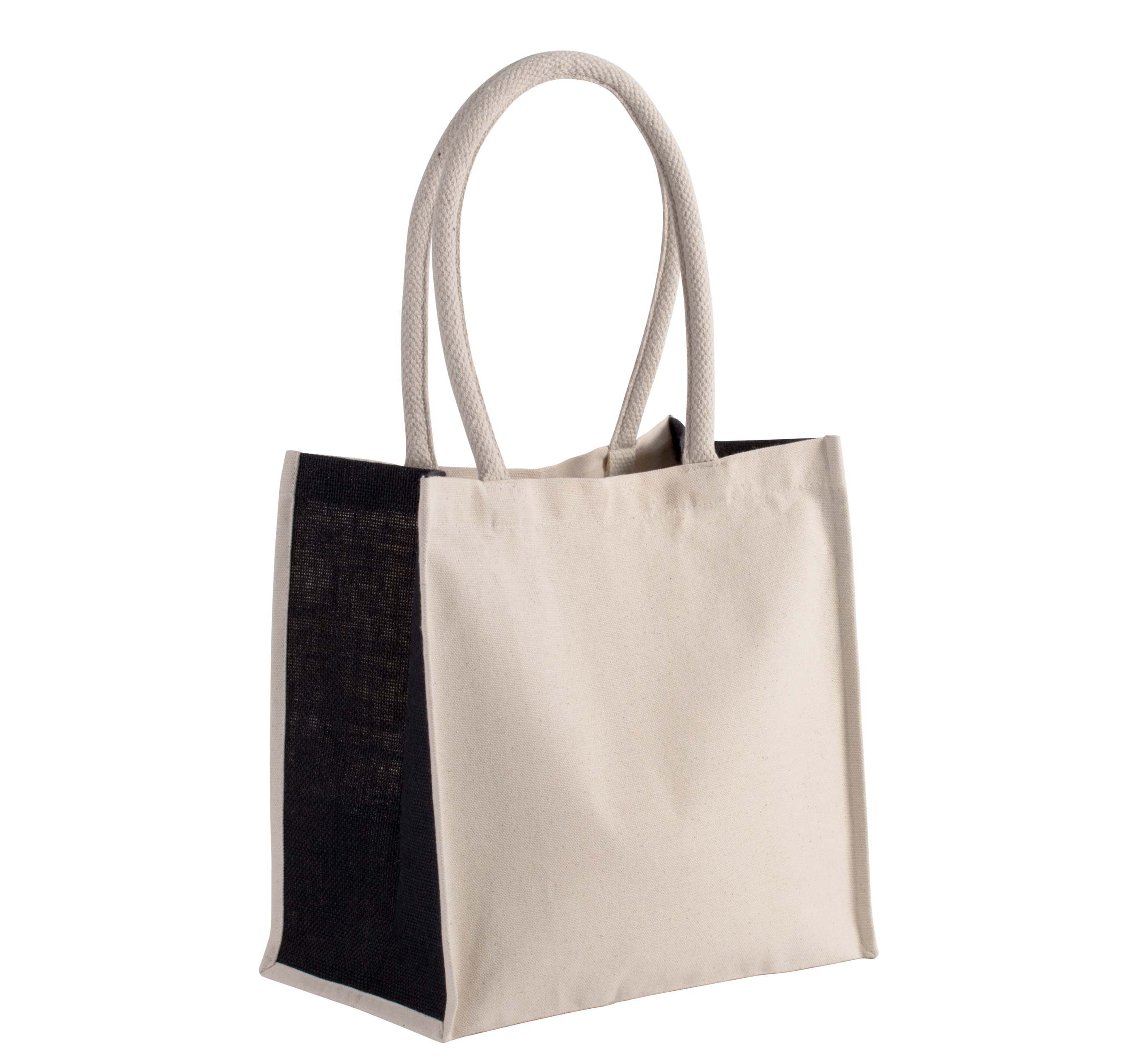 Saco de compras em algodão/juta – 17L - Natural / Black