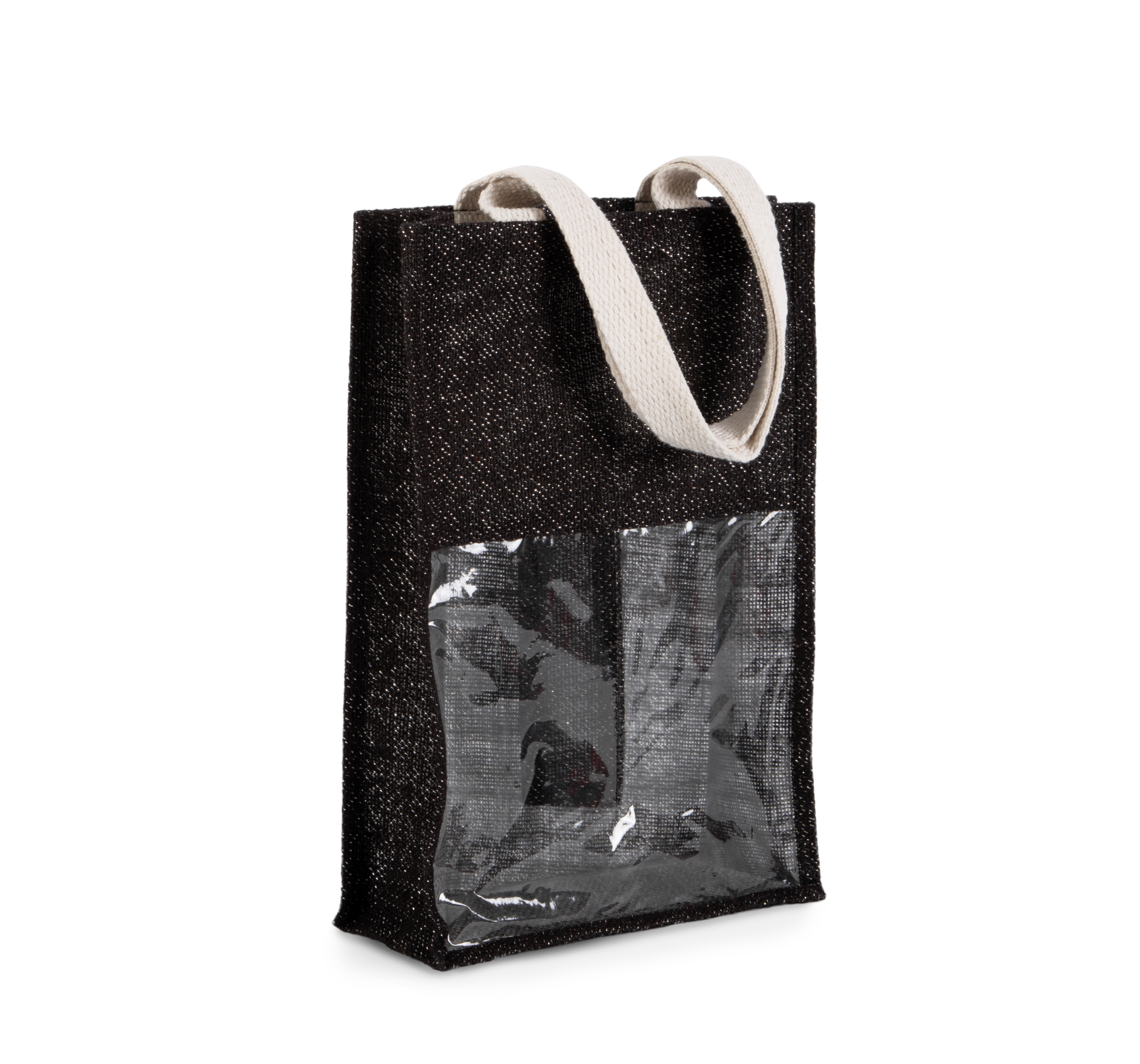 Saco porta-garrafa em juta - Black / Silver