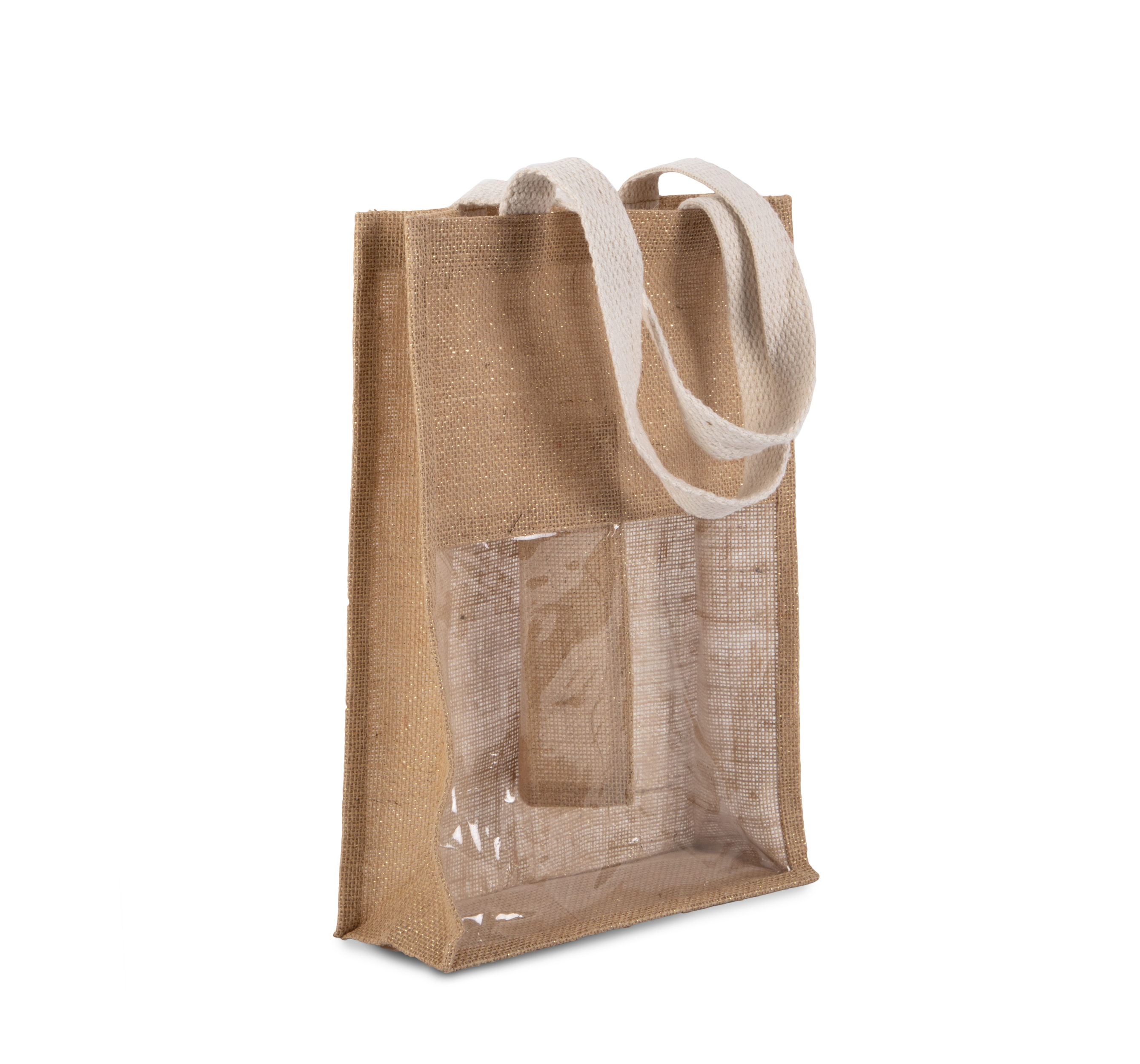 Saco porta-garrafa em juta - Natural / Gold