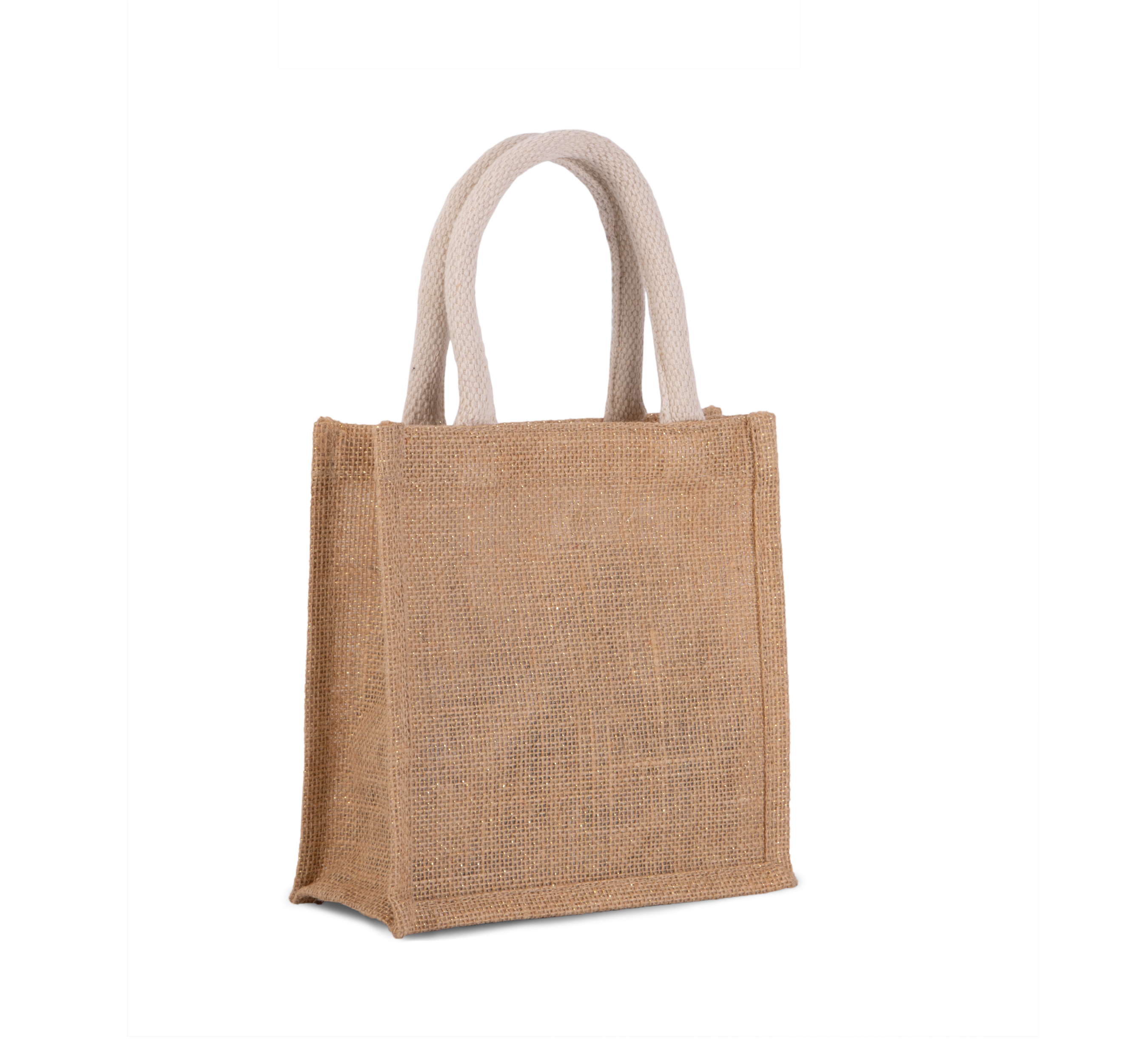 Bolsa estilo tote de tela de yute, modelo pequeño