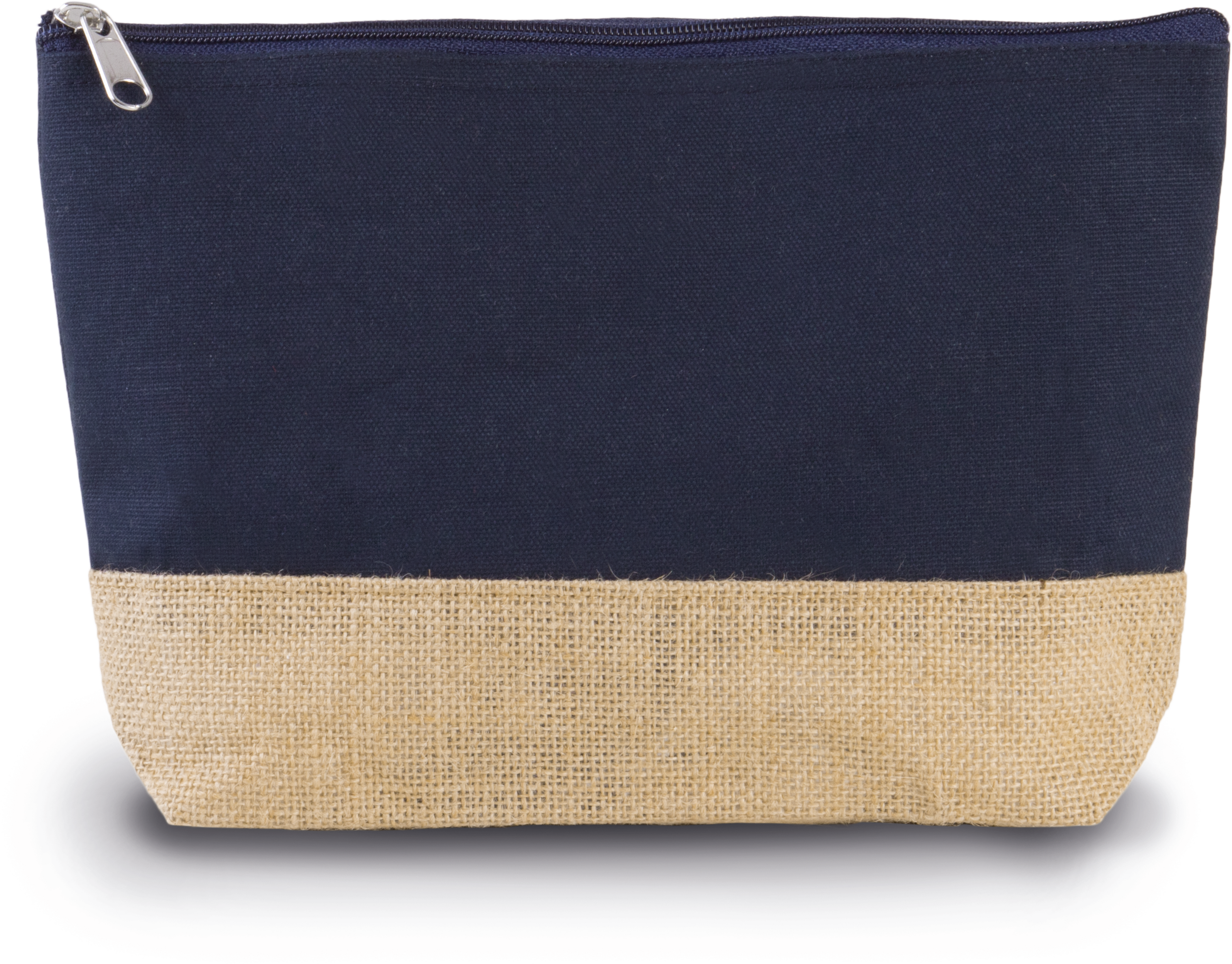Bolsa em tecido de algodão e juta - Navy / Natural