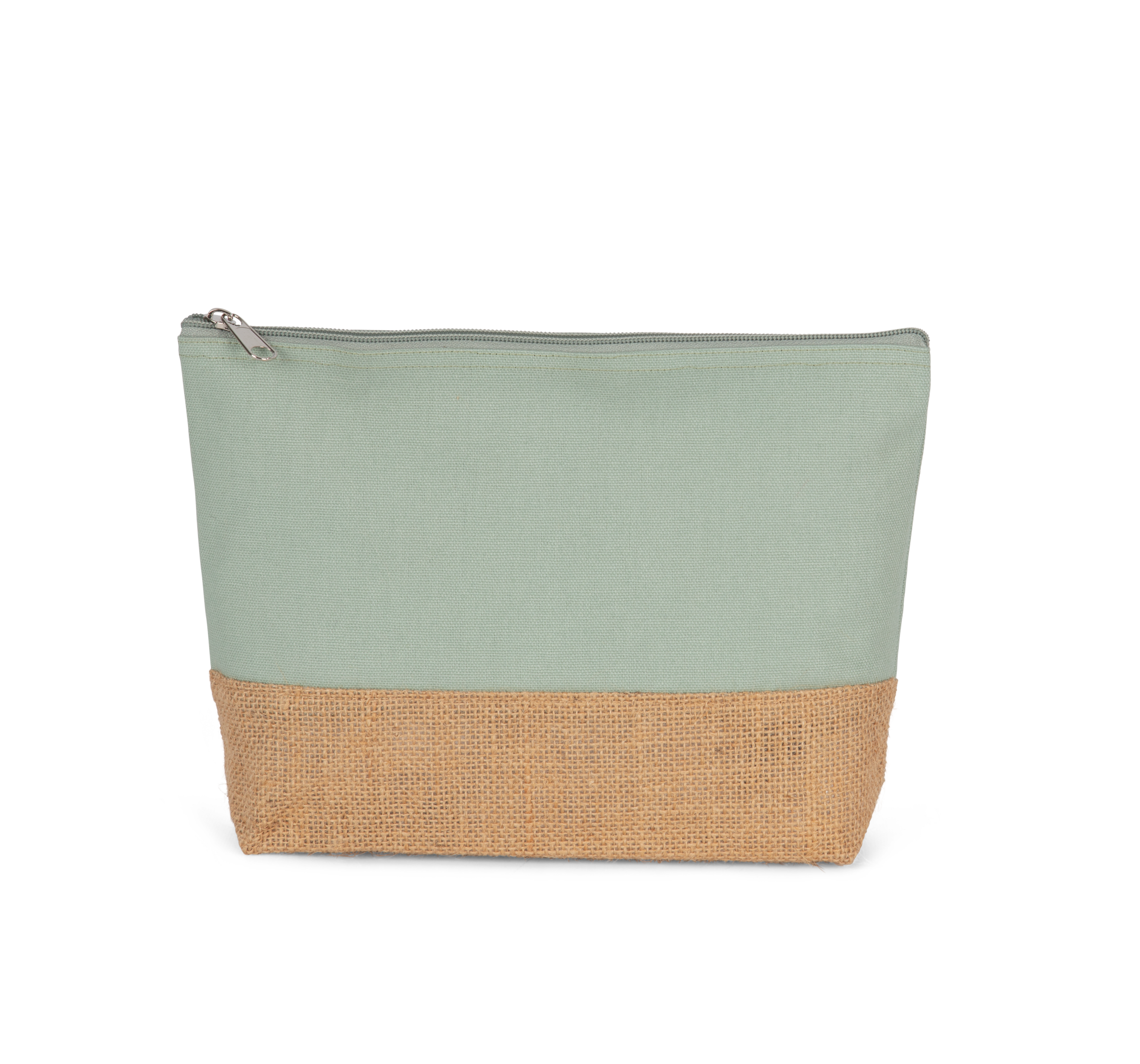 Bolsa em tecido de algodão e juta - Sage / Natural