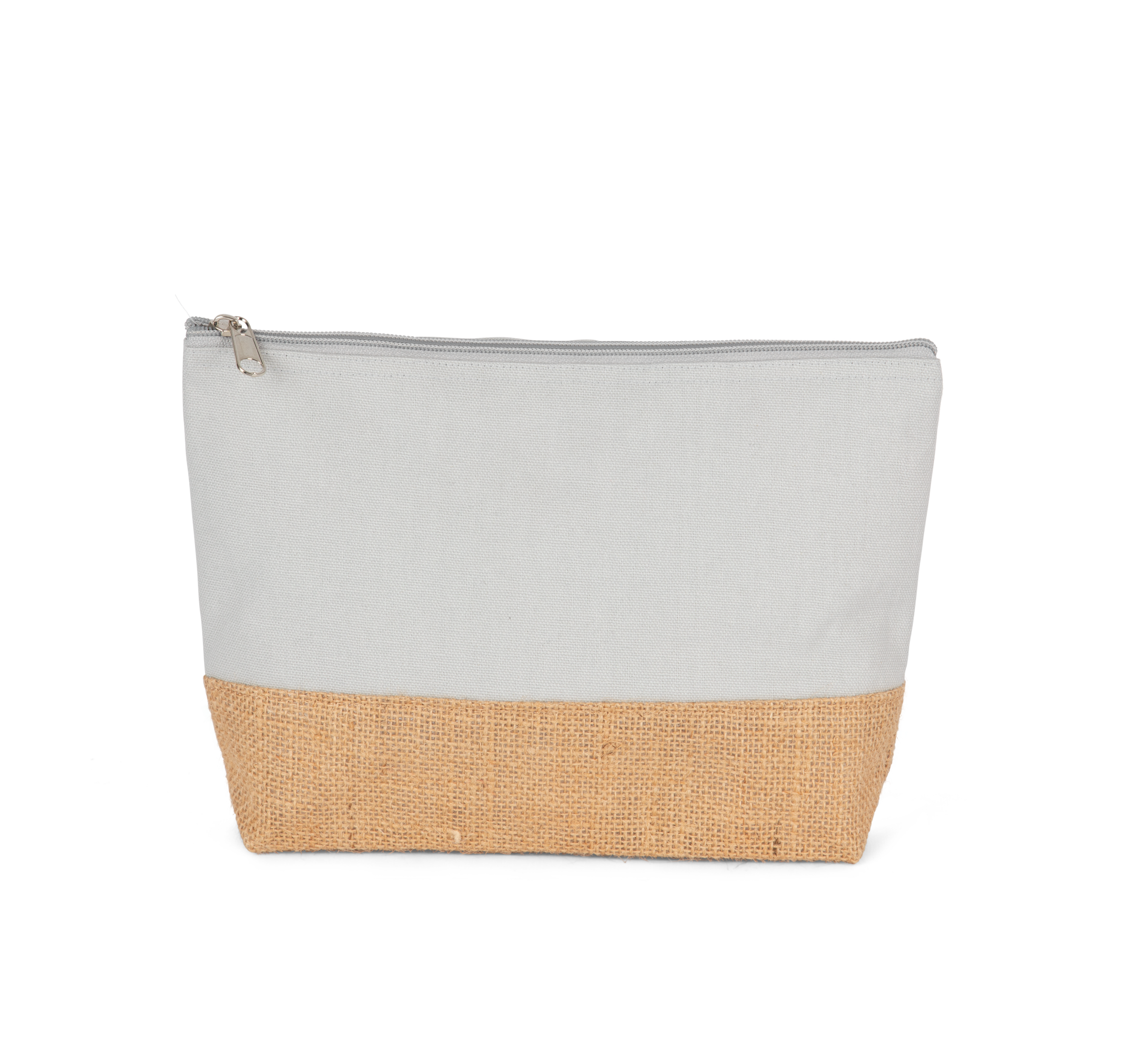 Bolsa em tecido de algodão e juta - Snow Grey / Natural