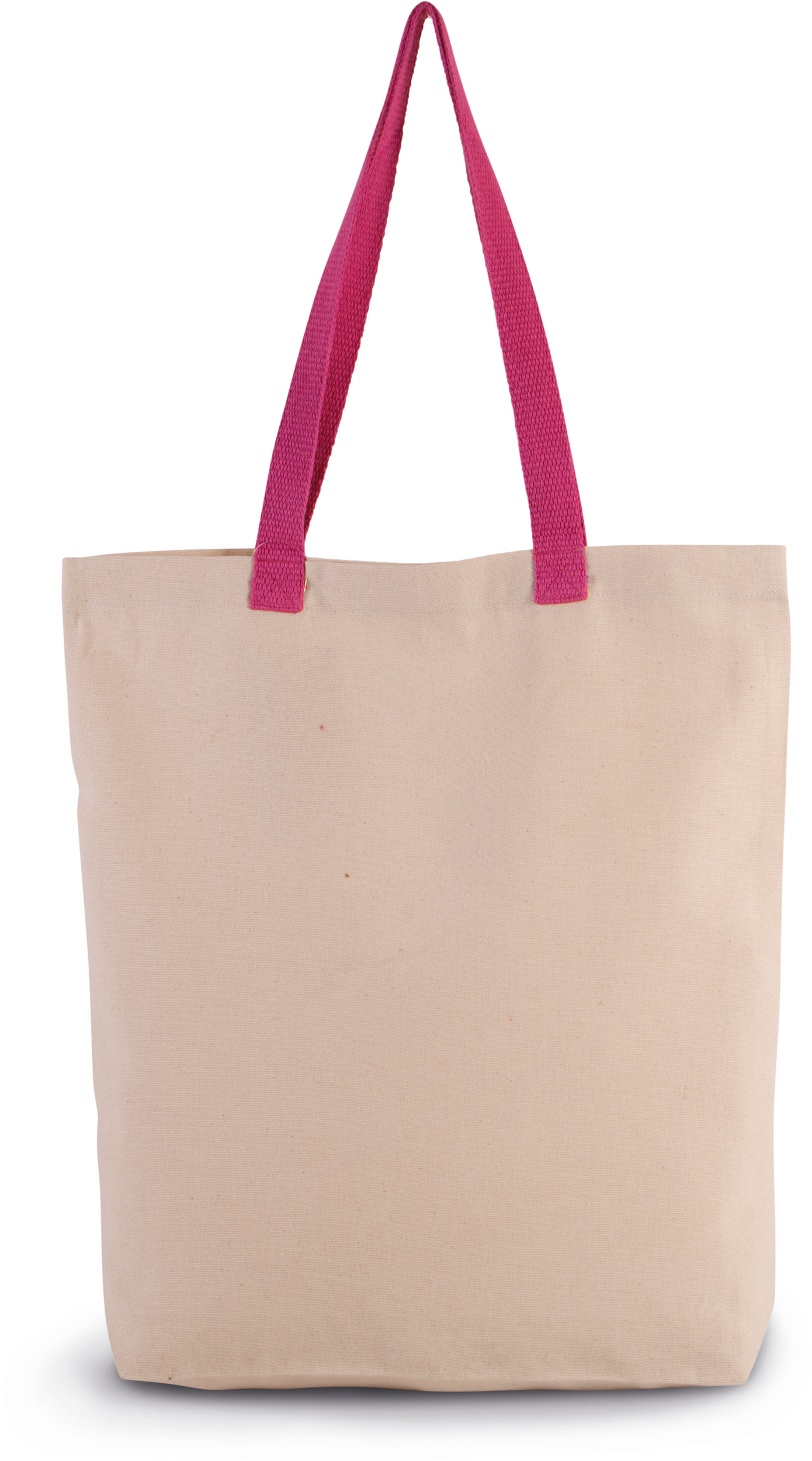 Saco de compras com fole e alças em contraste - Natural / Magenta