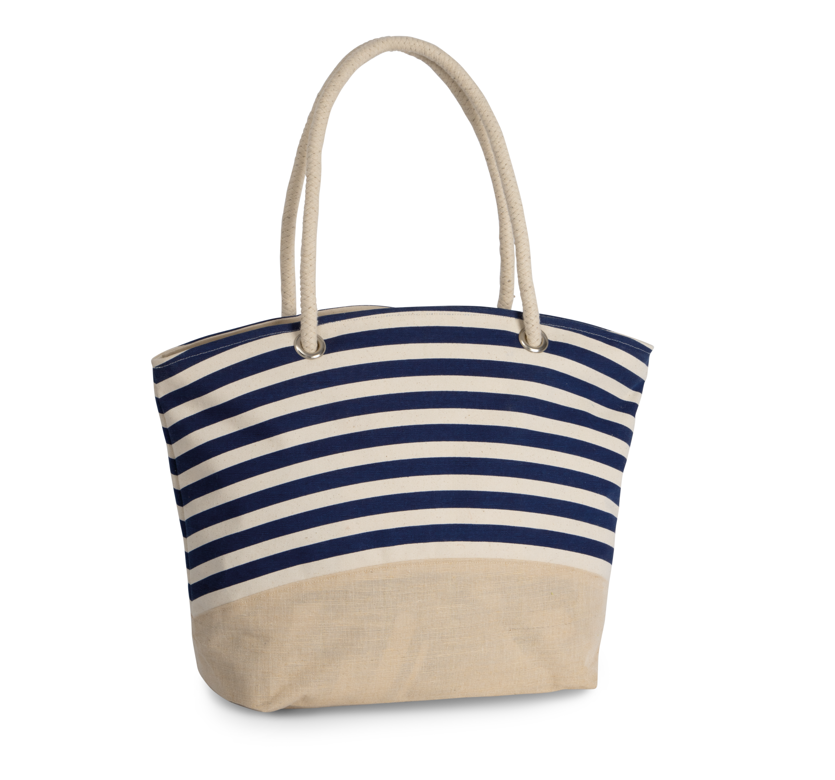 Saco de compras de estilo marinheiro em juta - Natural / Navy