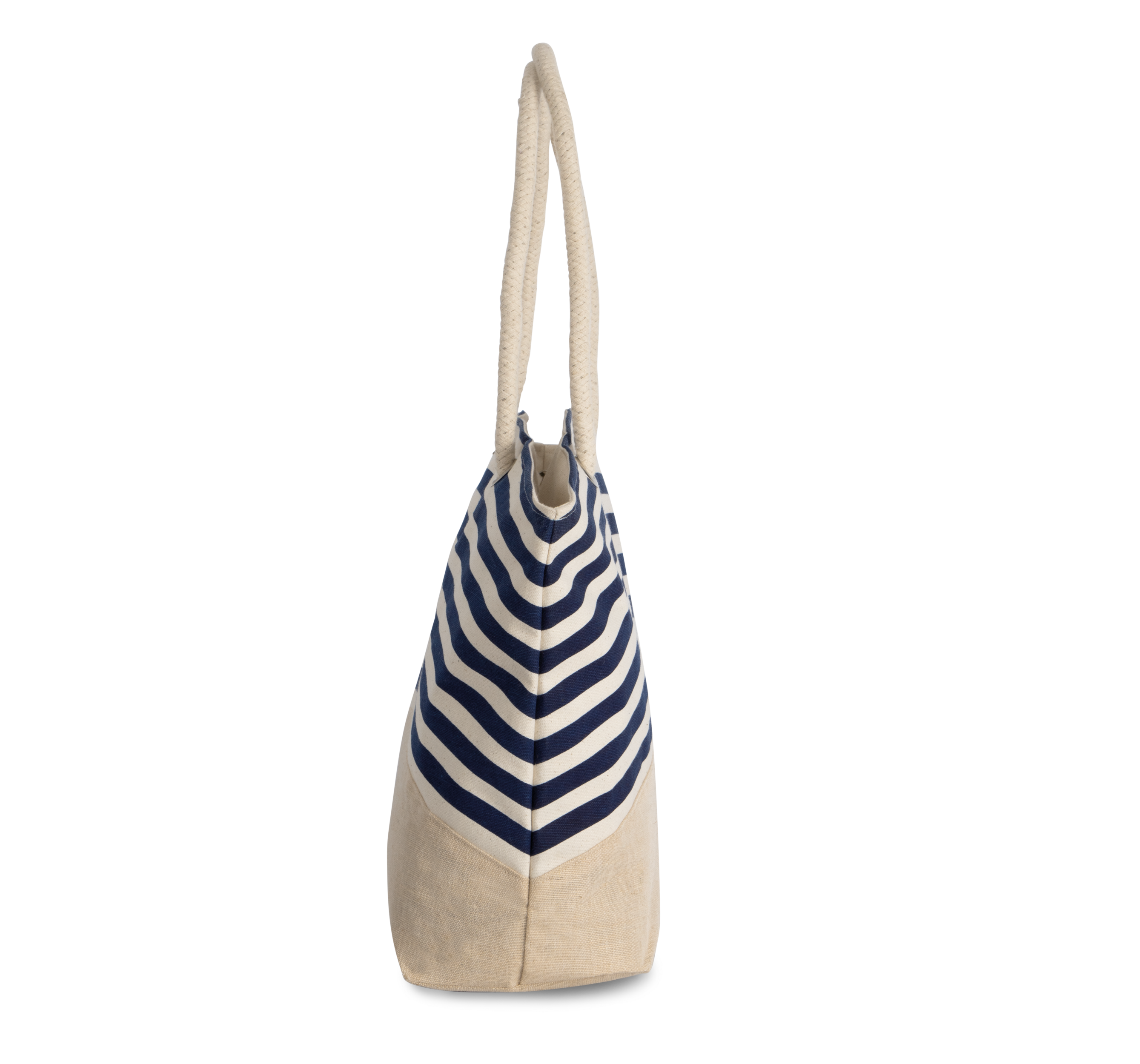 Saco de compras de estilo marinheiro em juta — Bege Frente
