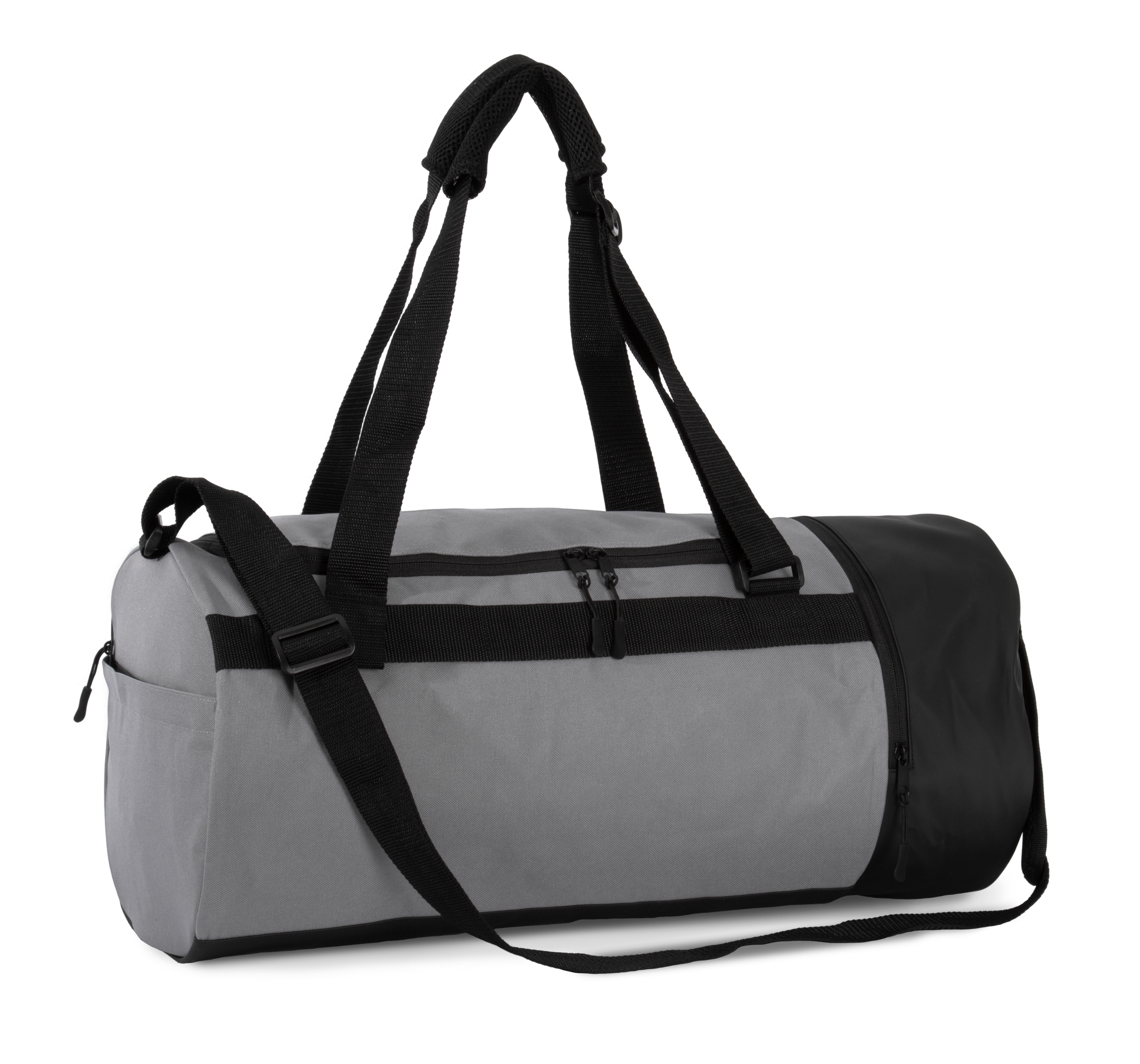 Bolsa de deporte cilíndrica con compartimento separado para calzado