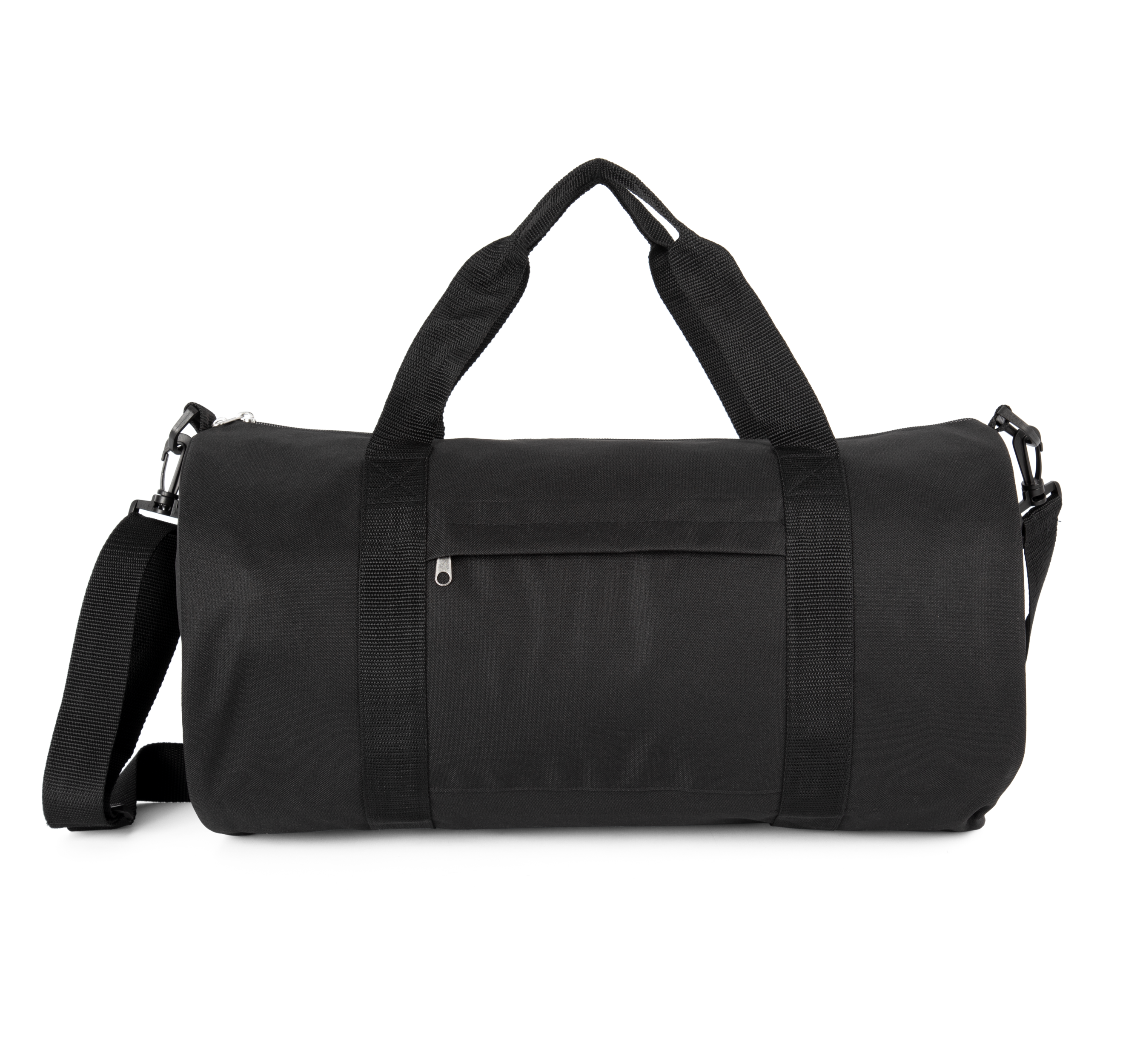 Saco cilíndrico reciclado com bolso frontal - Black