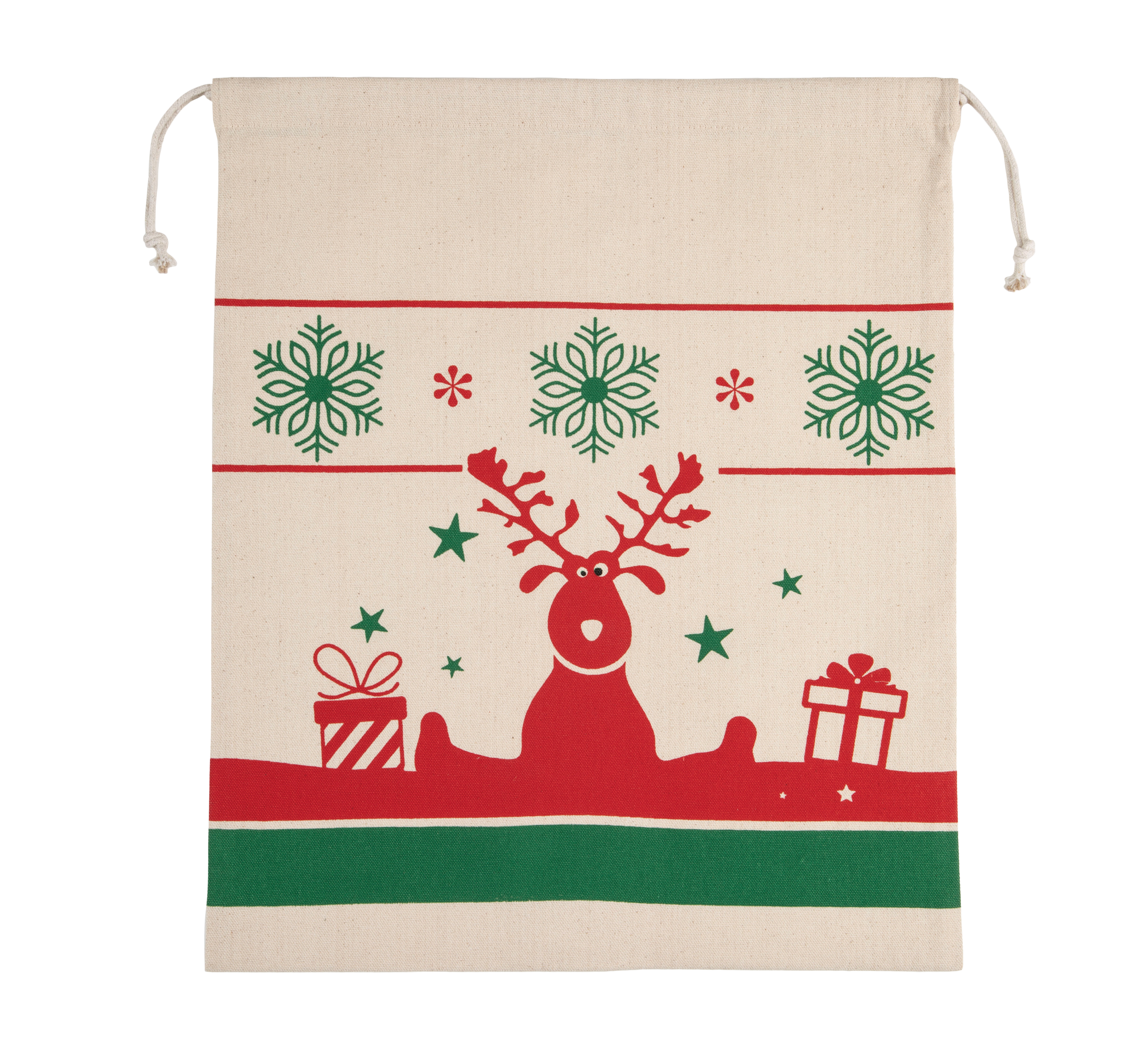Bolsa con cordón y motivos navideños