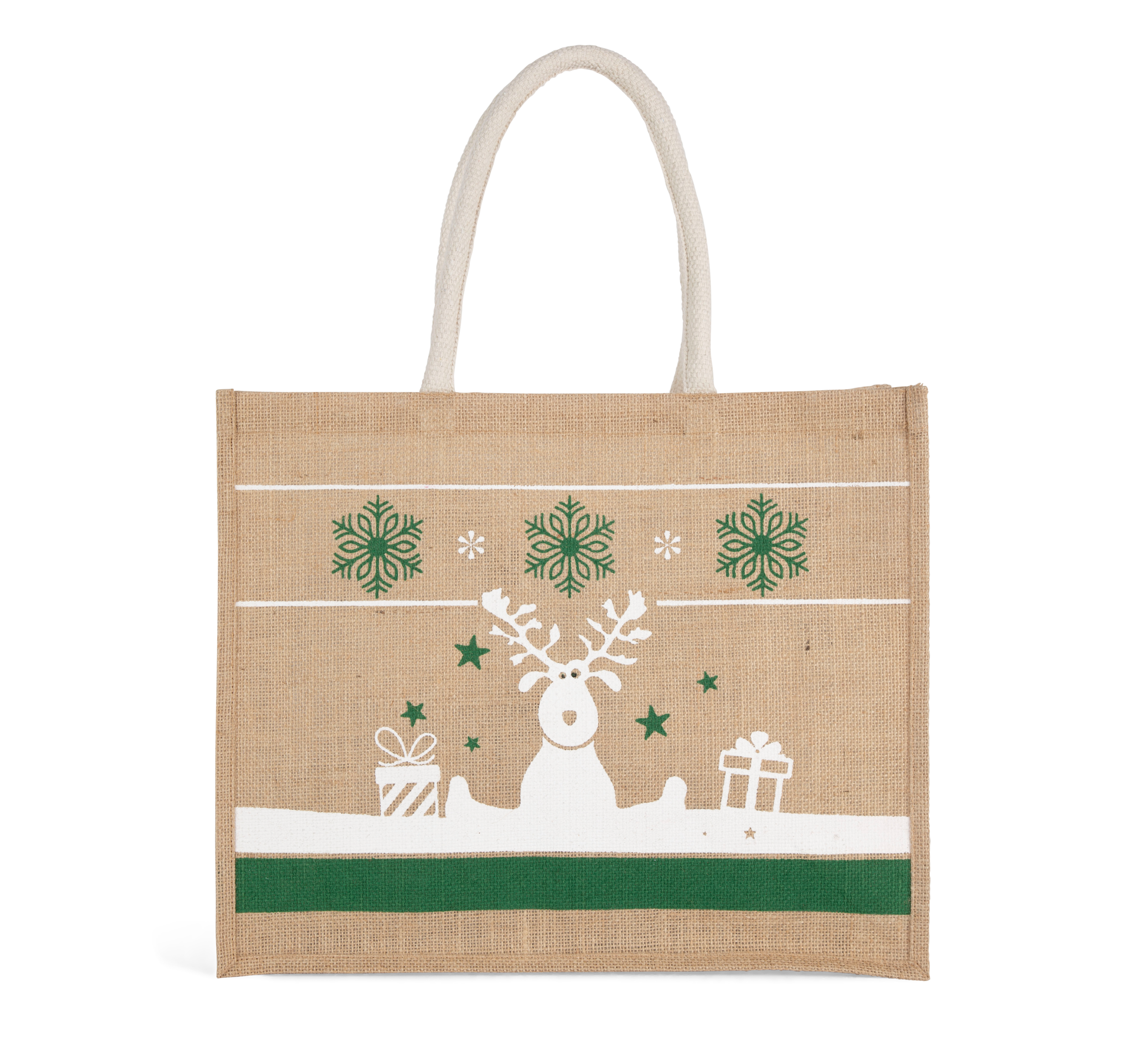 Saco de compras com motivos de Natal - Natural / White