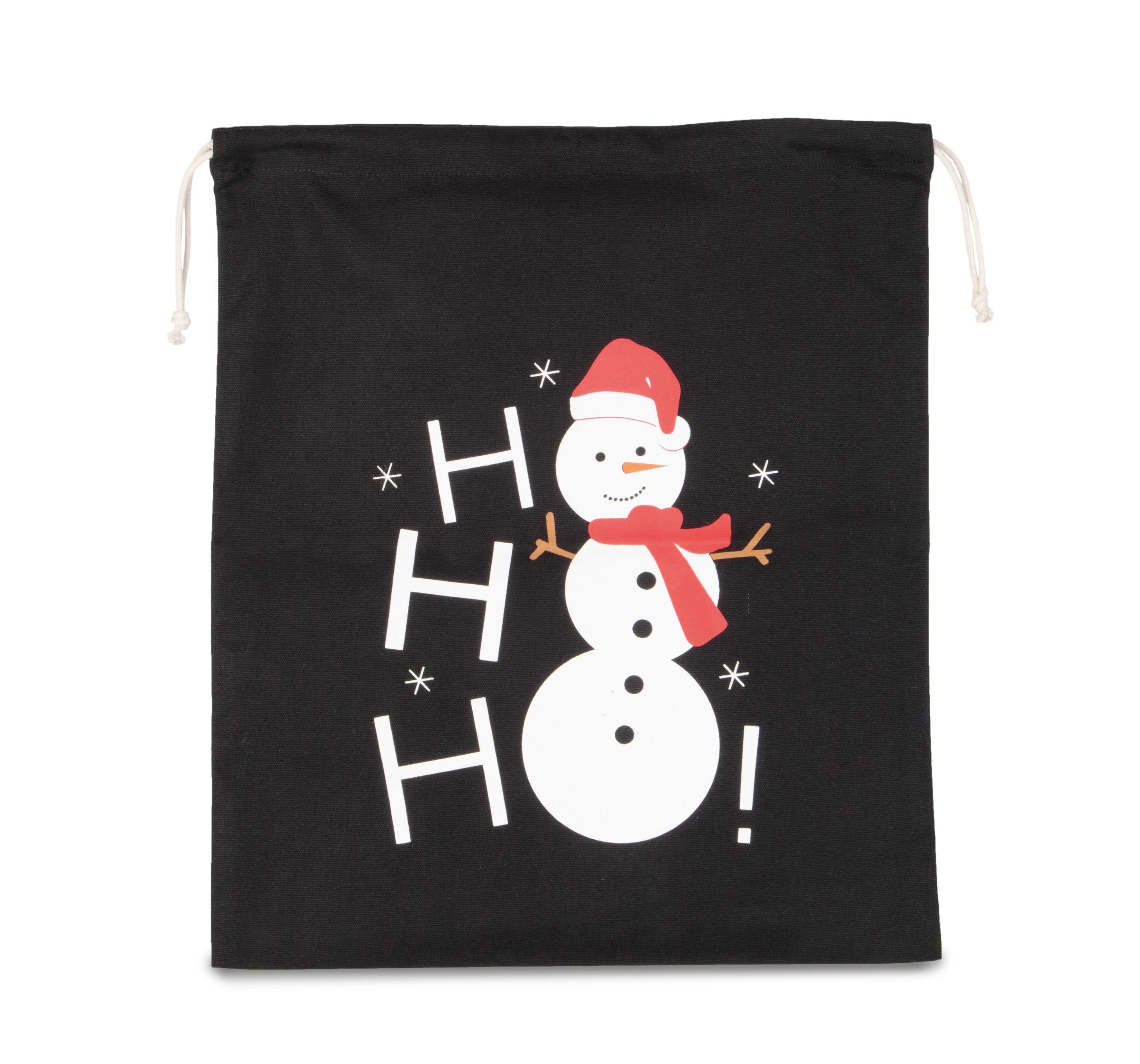 Bolsa algodón cierre cordón, diseño muñeco de nieve