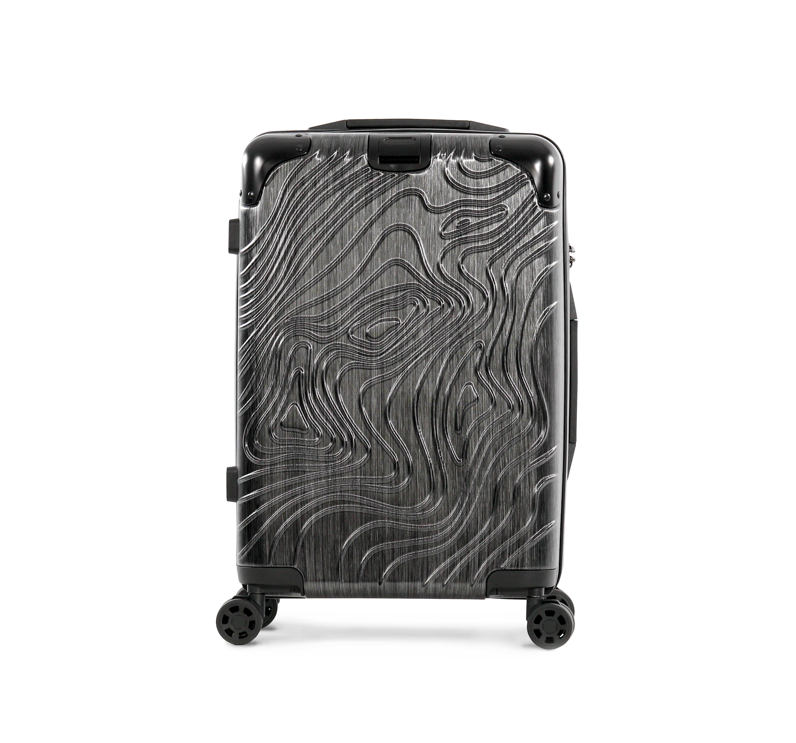 Trolley de cabine com 4 rodas multidireccionais — Preto Frente