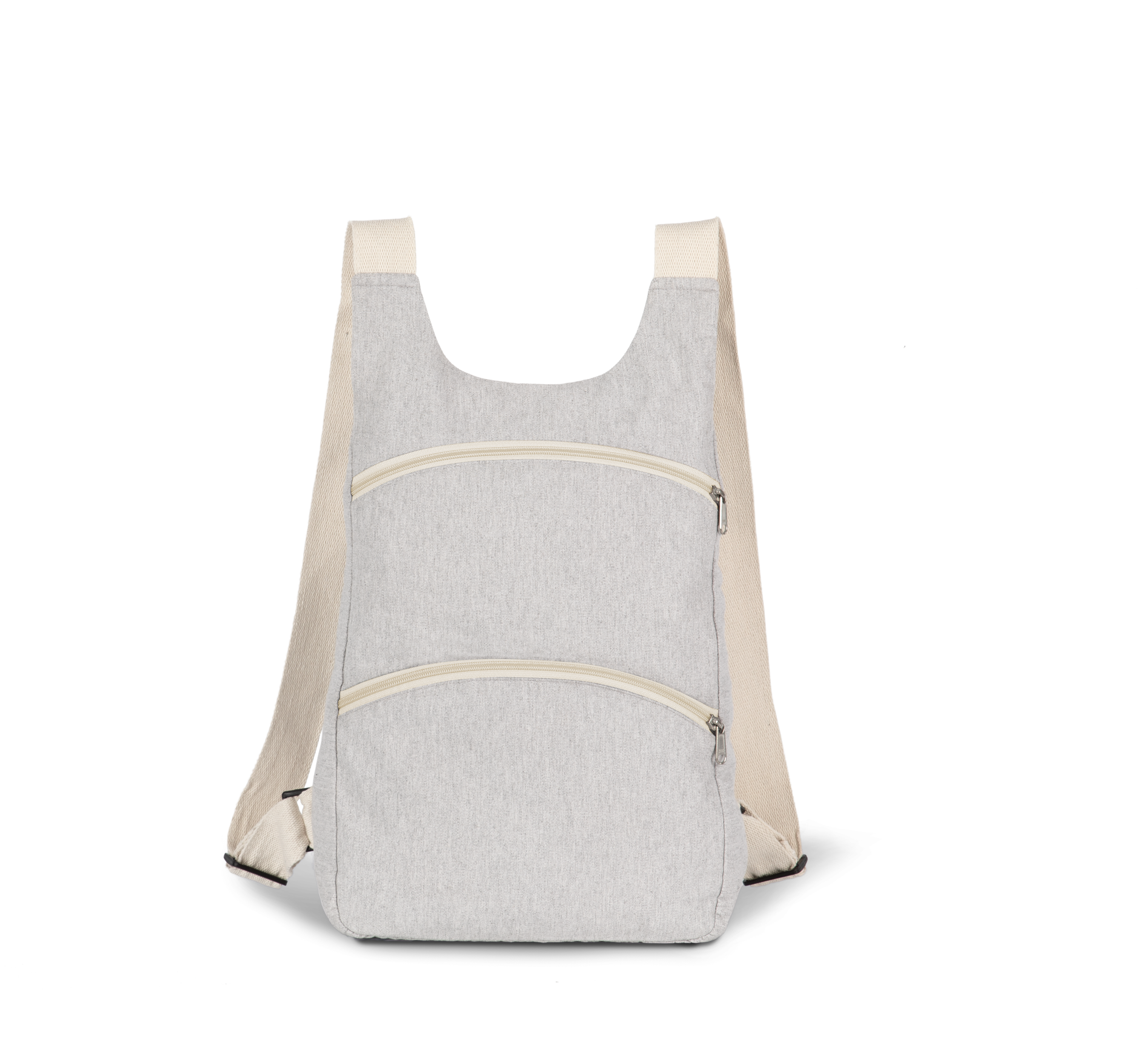 Mochila reciclada com bolso traseiro anti-roubo — Cinza Frente