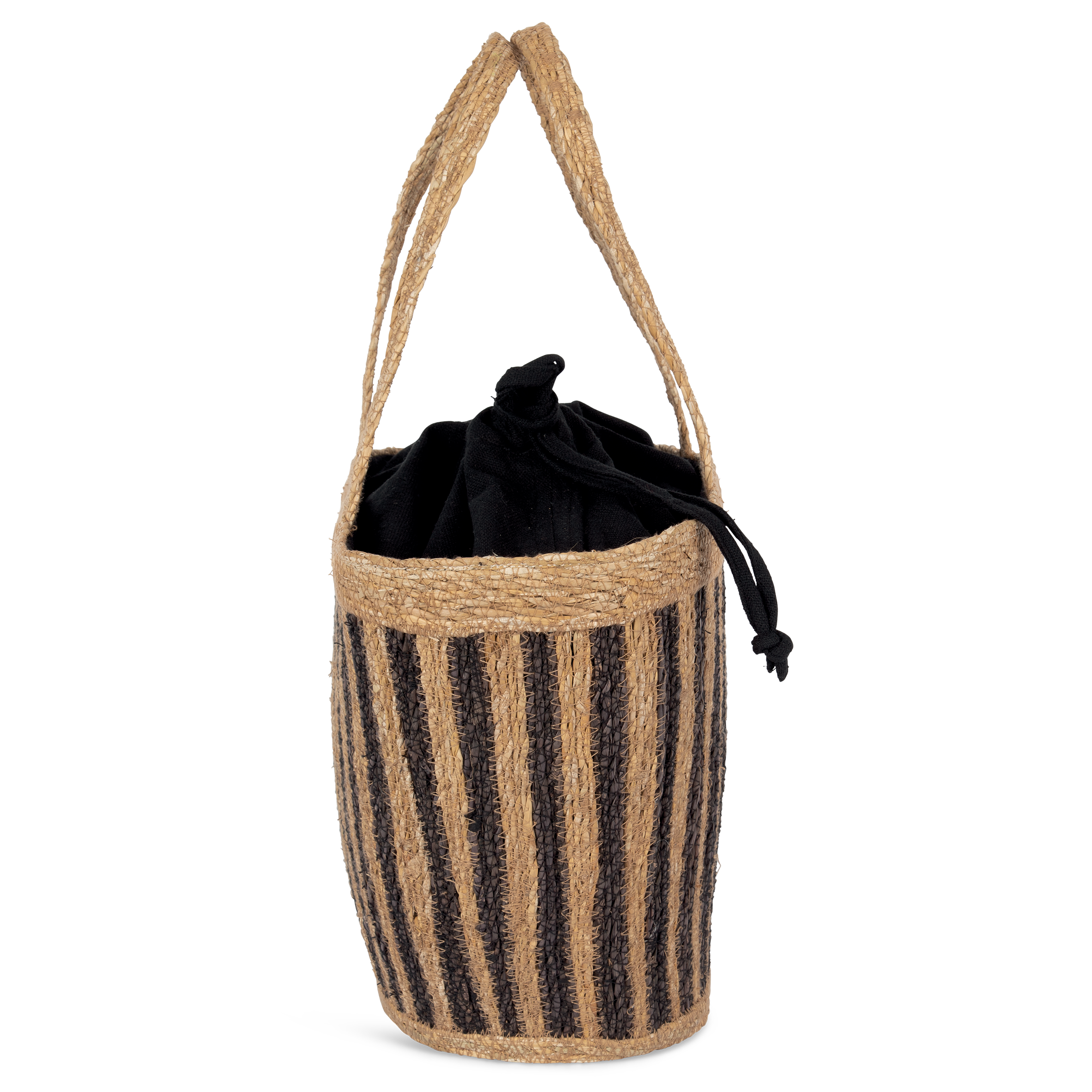 Sac panier rayé en jonc de mer