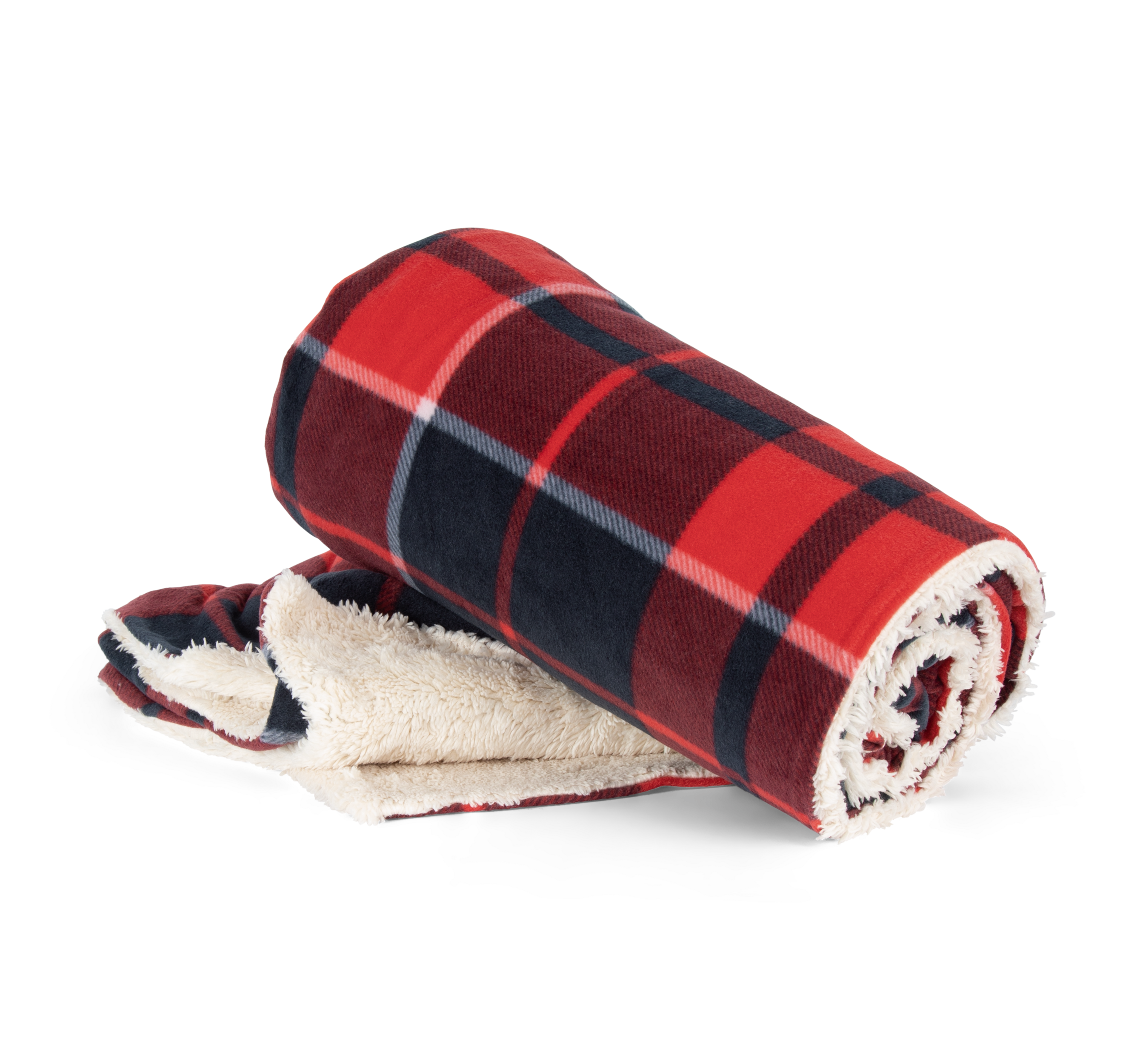 Manta em sherpa - Red / Navy checked