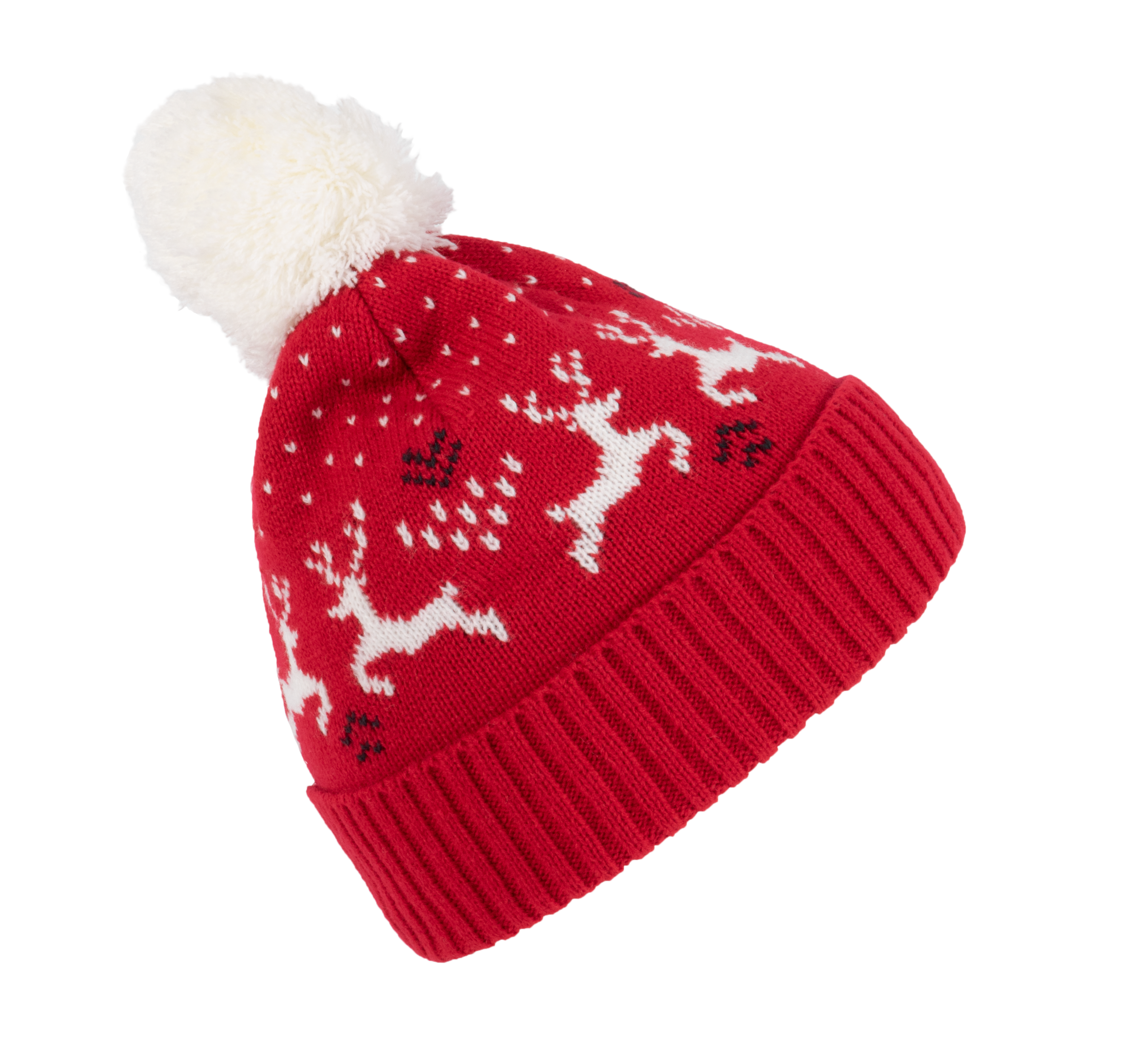 Gorro de Natal com motivo renas - Cherry Red / Natural