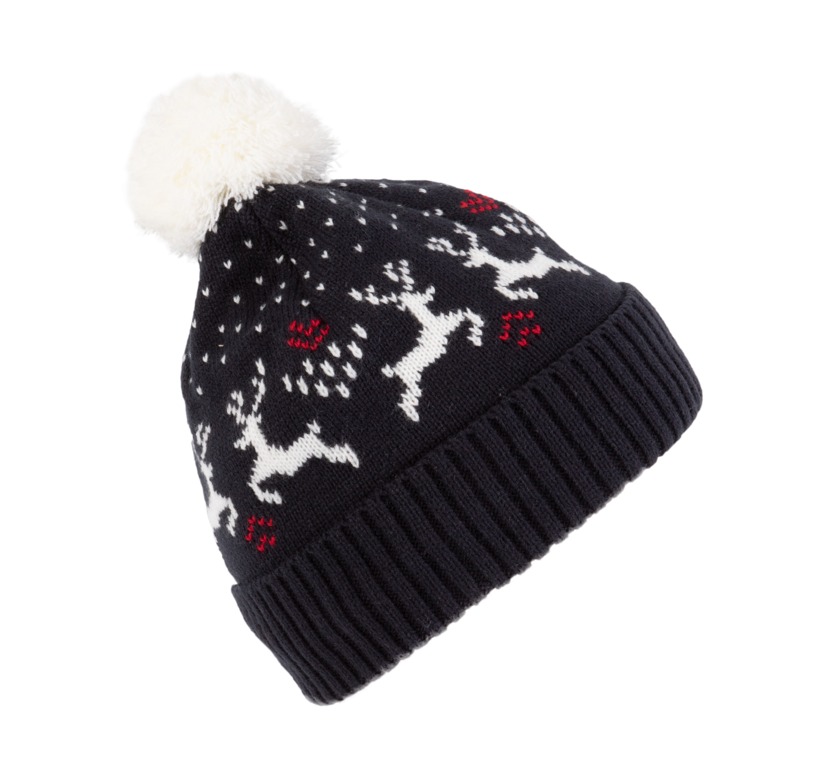 Gorro de Natal com motivo renas - Night Navy / Natural