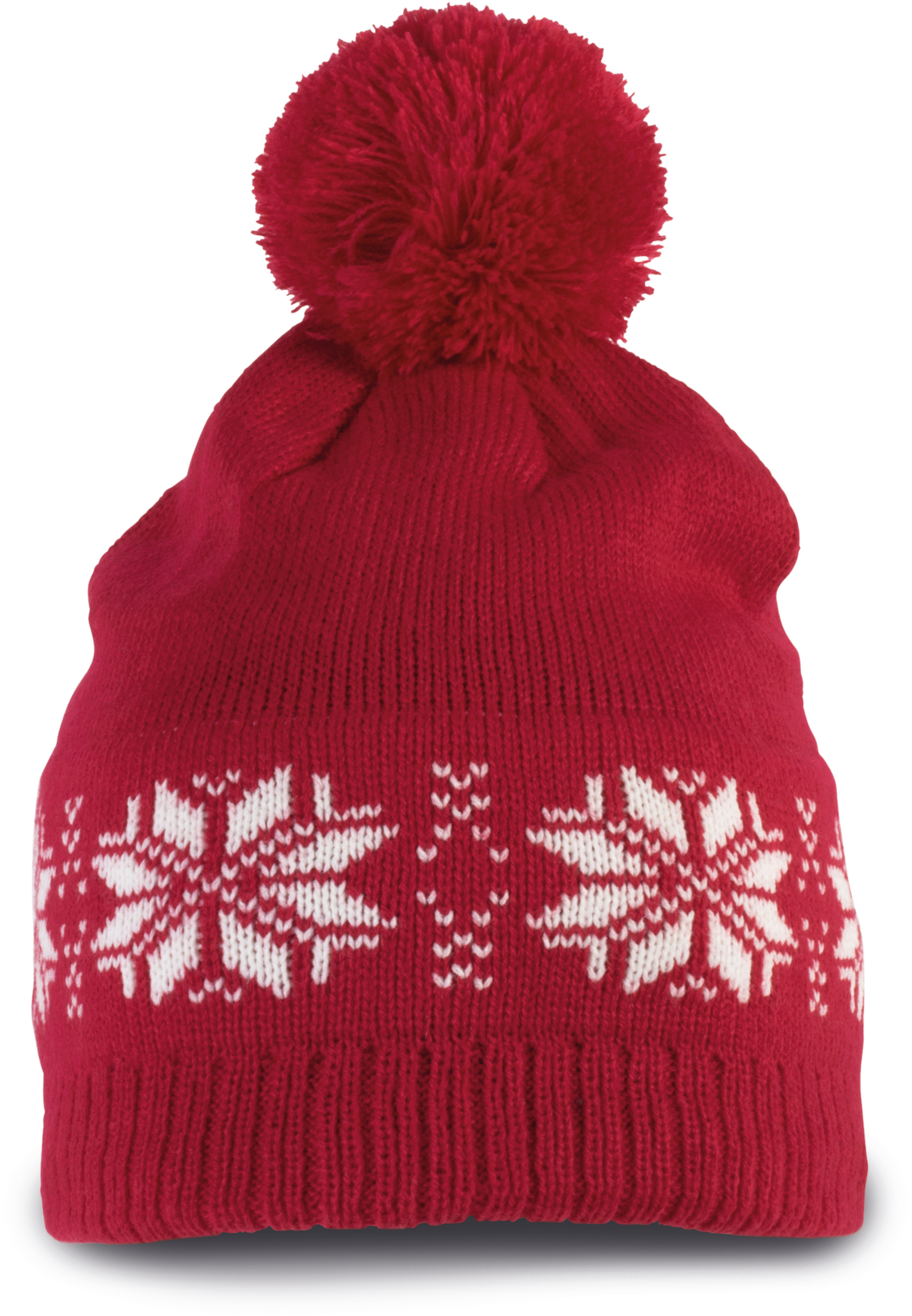 Gorro de Natal tricotado com padrão de estrelas - Cherry Red