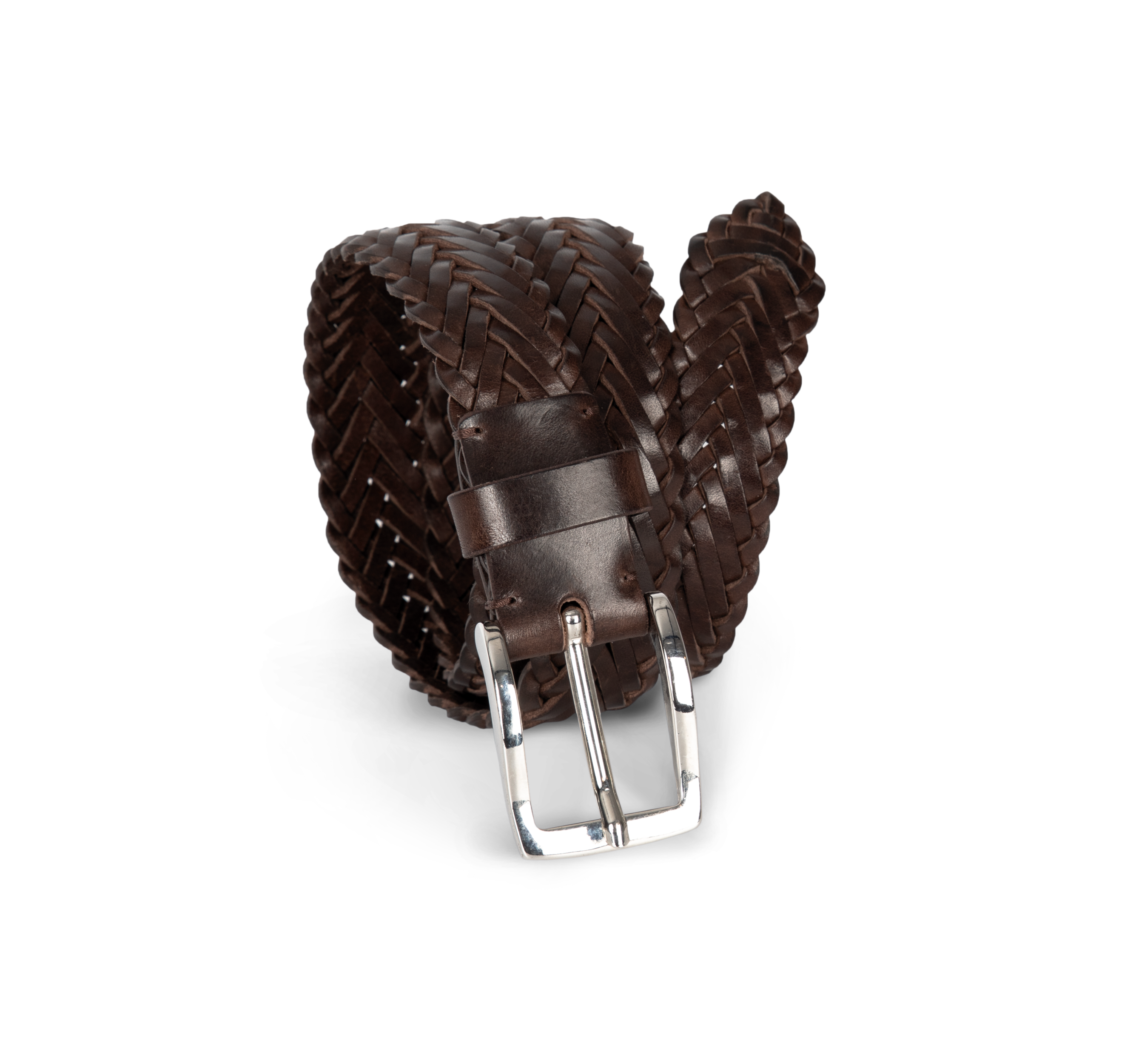 Cinto entrelaçado em couro - Dark Brown