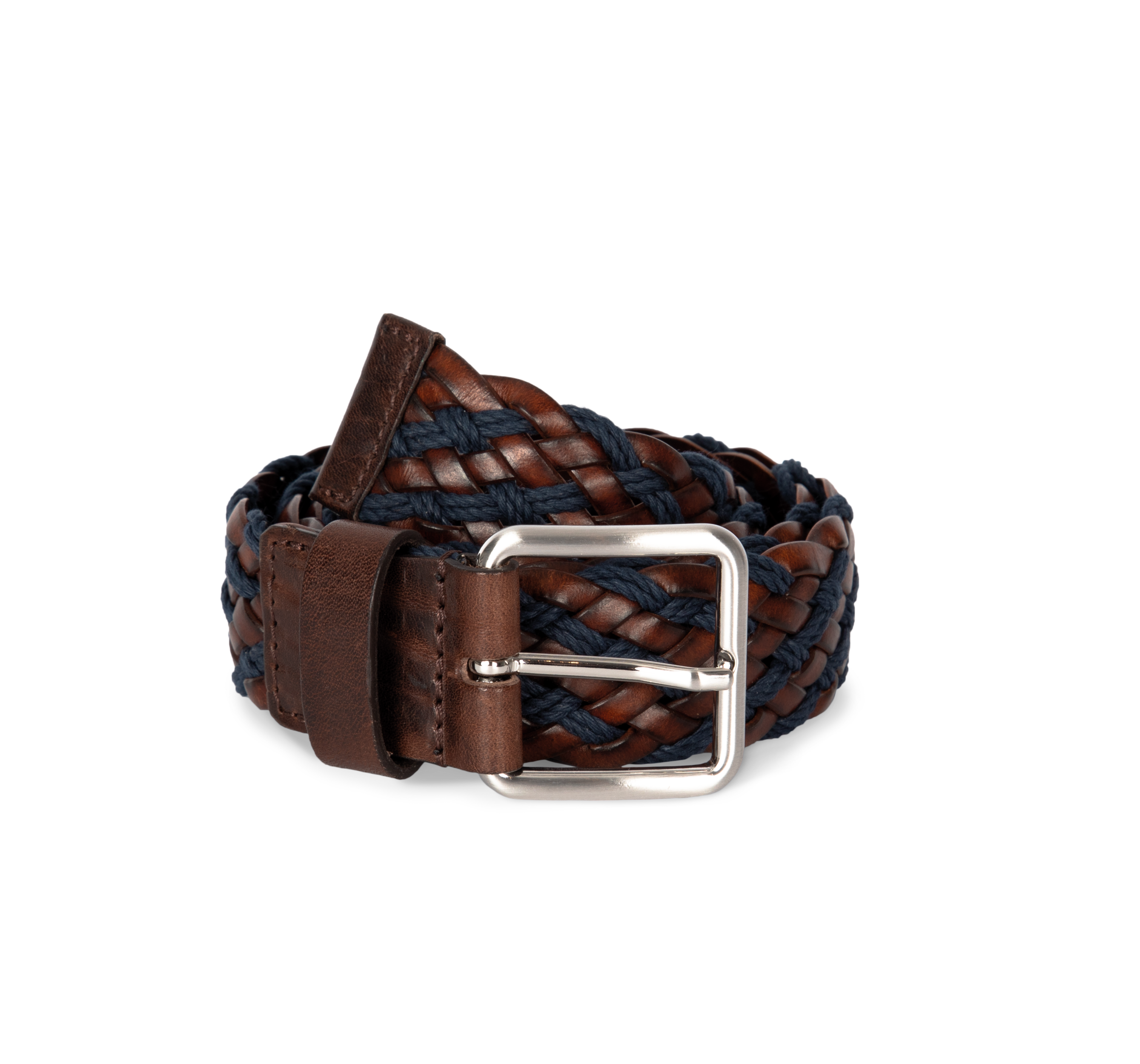Cinto entrelaçado bicolor - Dark Brown / Light Navy