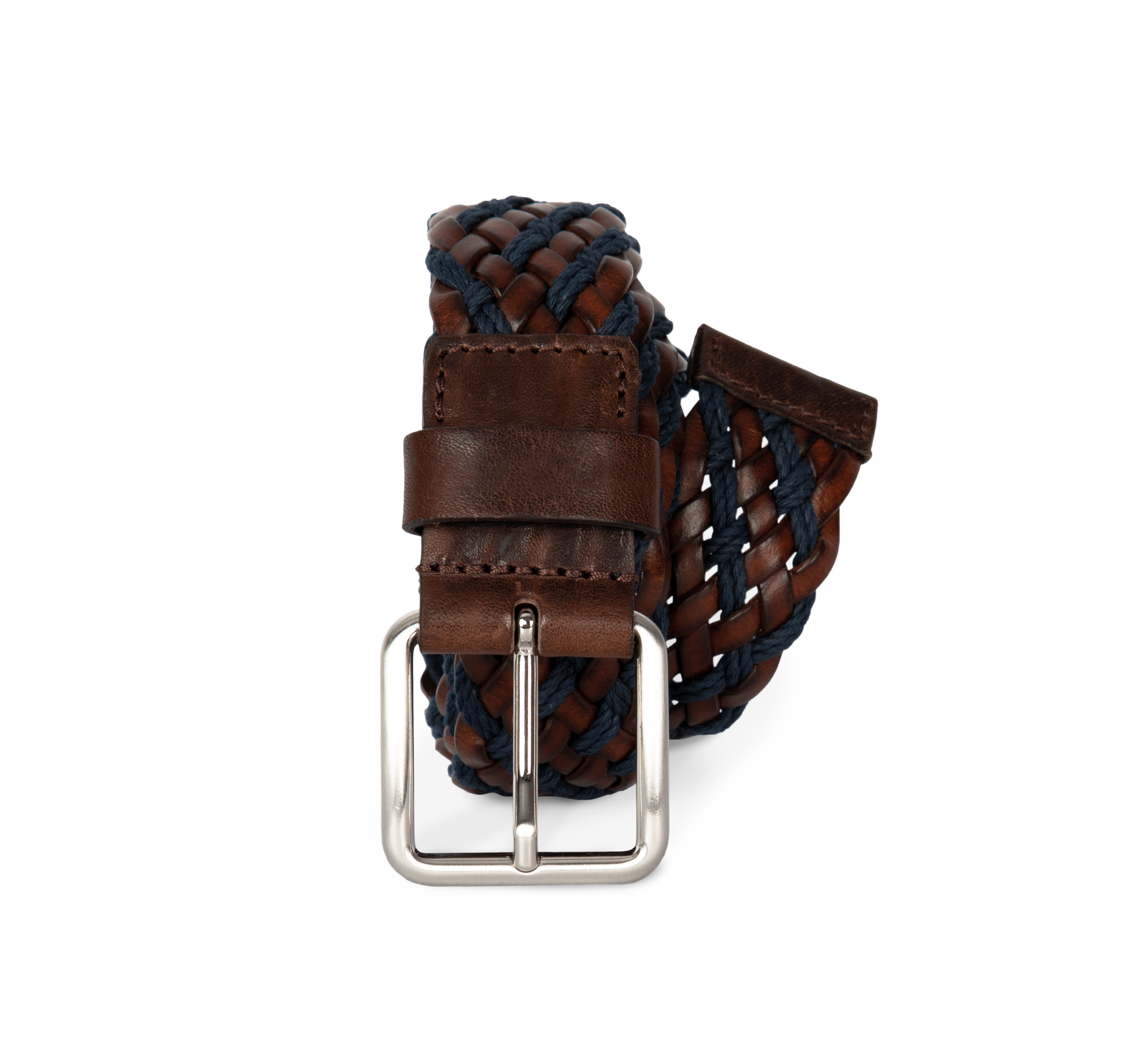 Cinto entrelaçado bicolor - Dark Brown / Light Navy