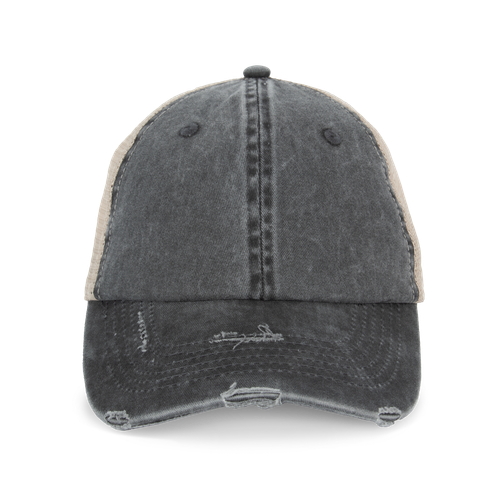 Native Spirit Unisex ripped effect trucker cap in black, style NS027