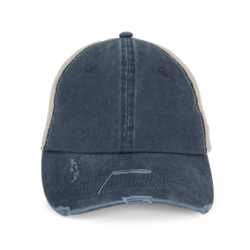 Native Spirit Unisex ripped effect trucker cap in navy, style NS027