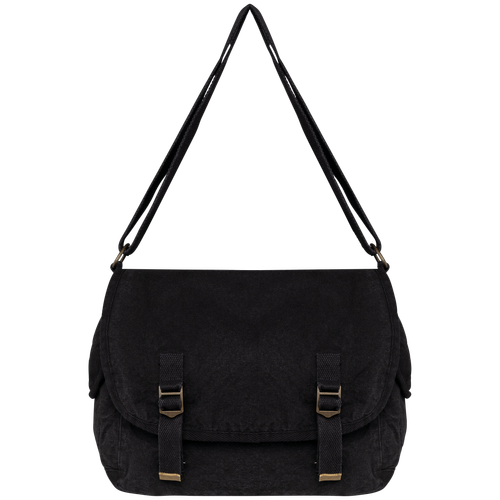 Native Spirit Washed effect messenger bag in black, style NS140