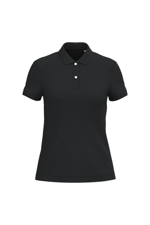 Native Spirit Women's piqué polo shirt in black, style NS208