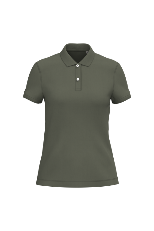 Native Spirit Women's piqué polo shirt in khaki & olive, style NS208