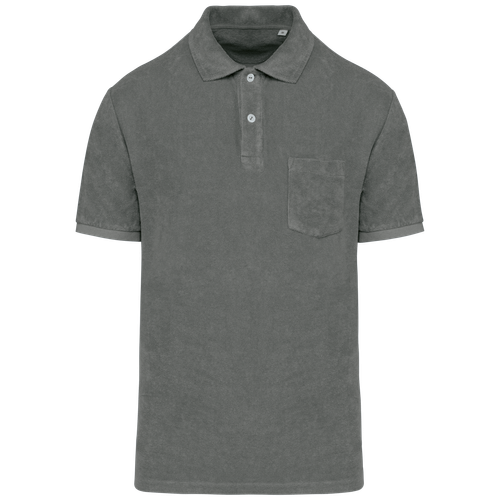 Native Spirit Men's Terry Towel polo shirt in grey, style NS227